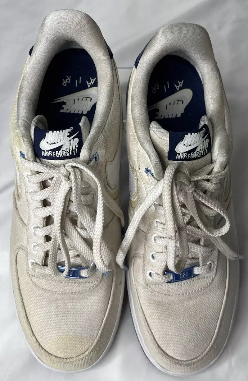 Nike Mens Air Force 1 PRM White Fossil Blue Void DB3541-100 Size 10.5 GUC