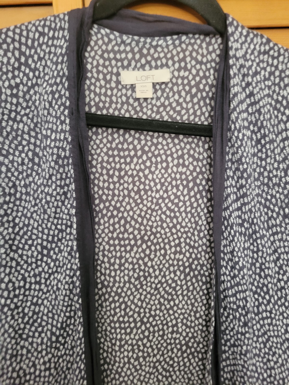 LOFT Lightweight Airy Gray Patterned Open Cardigan Flowy Beachy Coastal Small