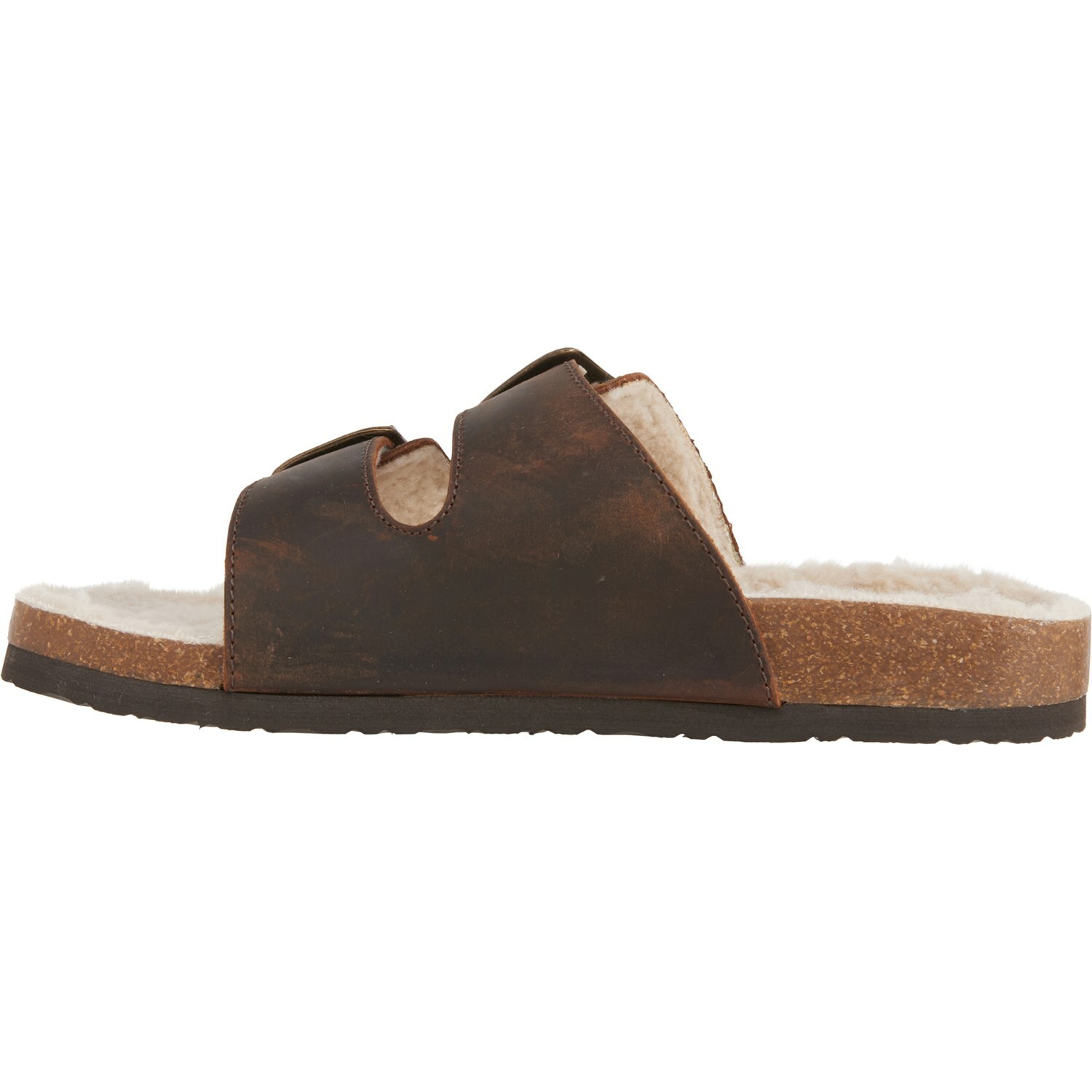 White Mountain Brown Distressed Oiled Leather Lined Buckle Sandals Womens size 7