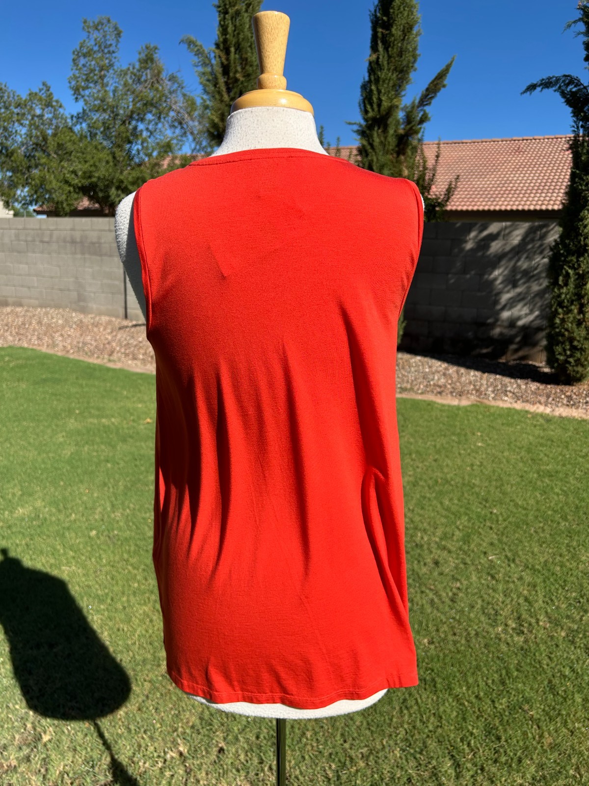 Eileen Fisher Crew Neck Long Shell Top Tank S Flame Tencel Jersey $98 NWT