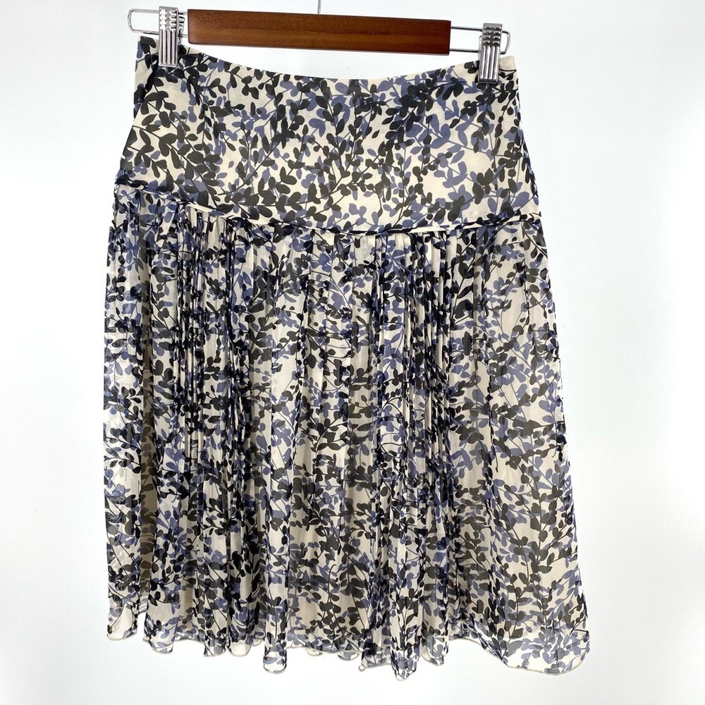 Ann Taylor Pleated Floral Silk Skirt size 0P