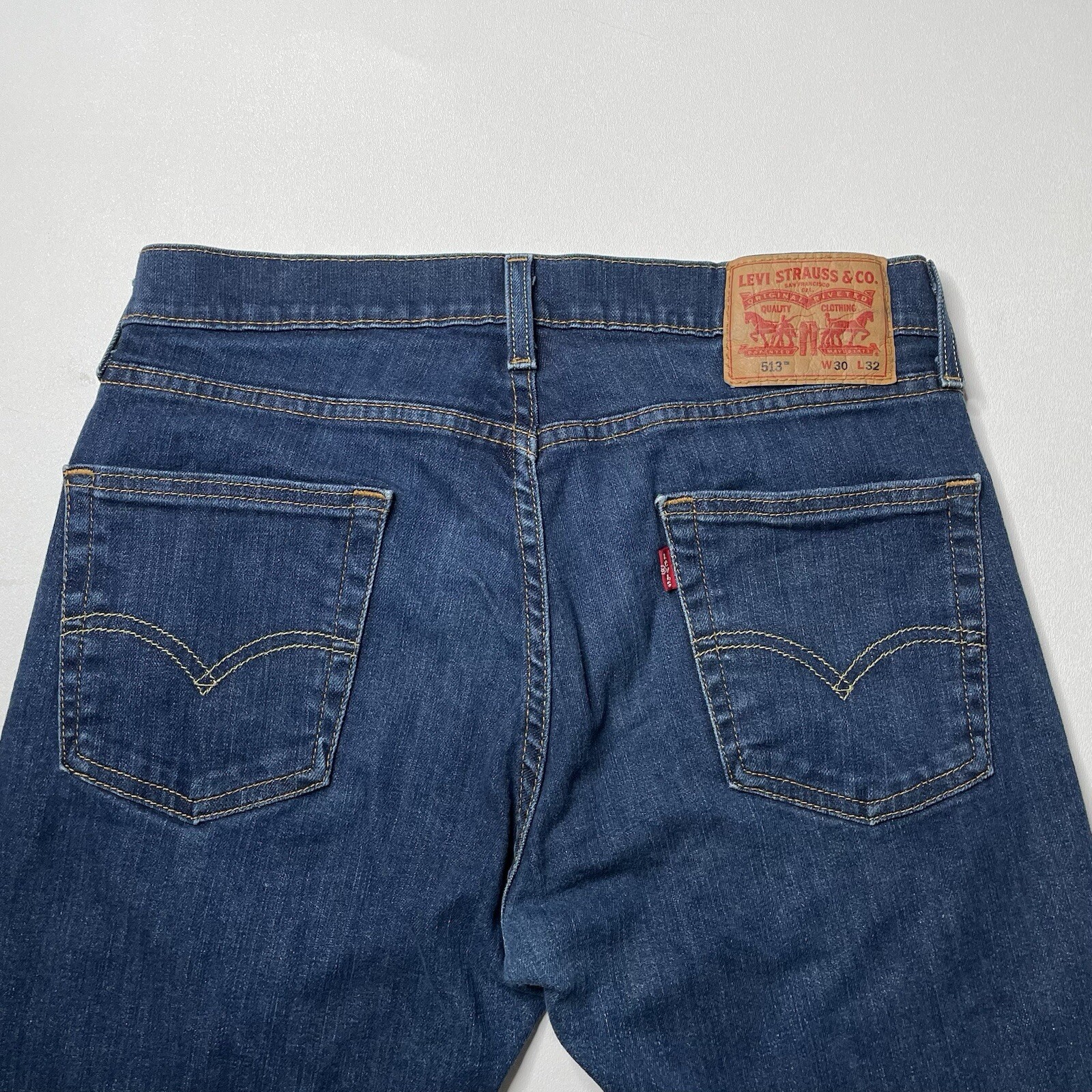 Vintage Wash Levi’s 513 Slim Straight Leg Denim Blue Jeans 30 x 31