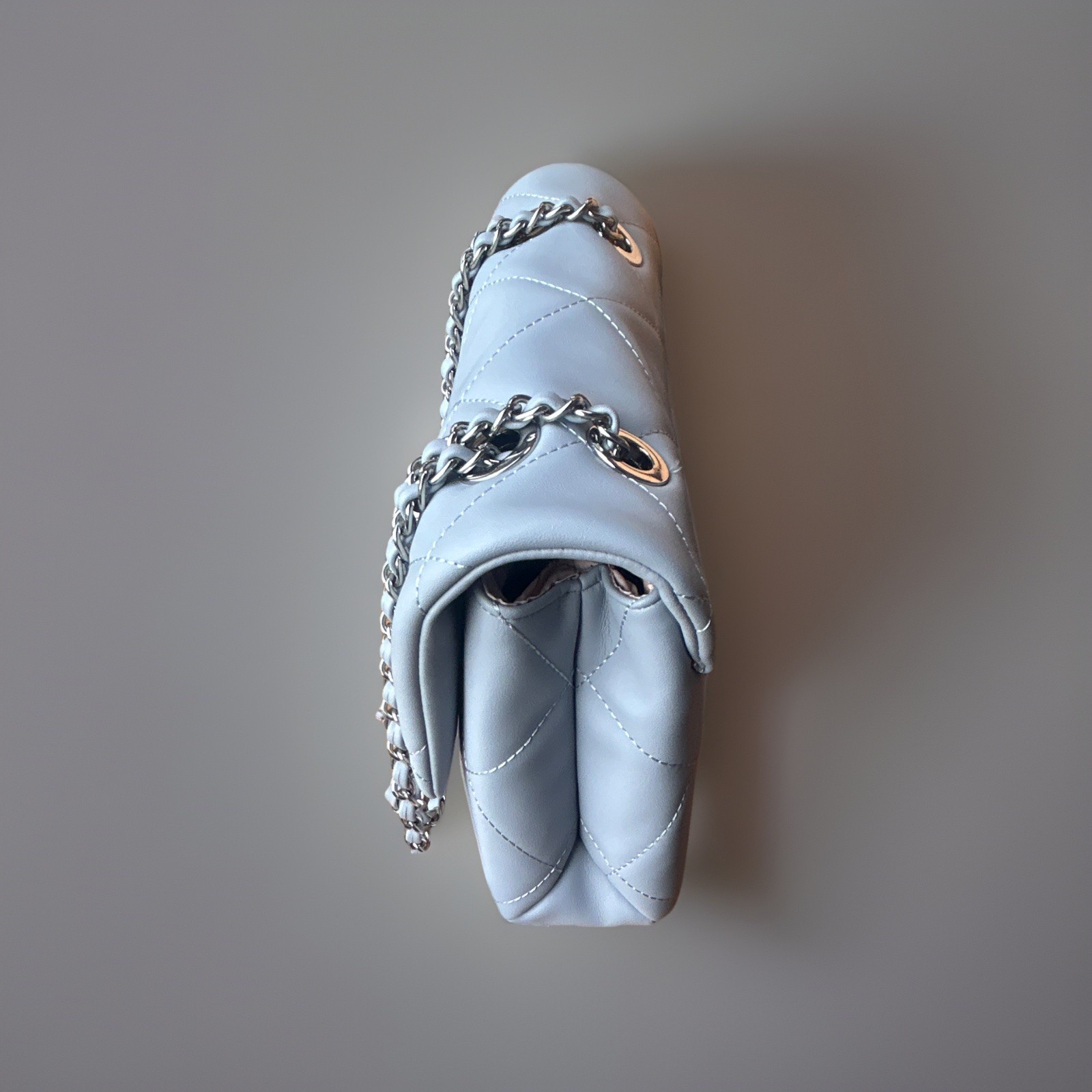 ALDO Light Blue Quilted Shoulder Bag, Chain Strap, Turn Lock, Pockets