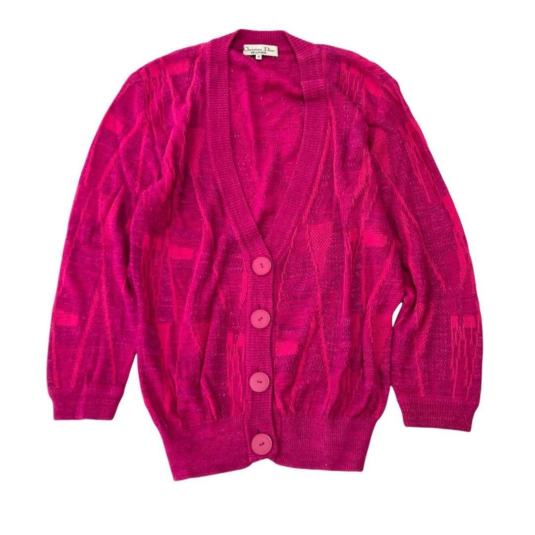 Rare Christian Dior PRET-A-PORTER Cardigan M Knit Silk, Cotton, Rayon Pink