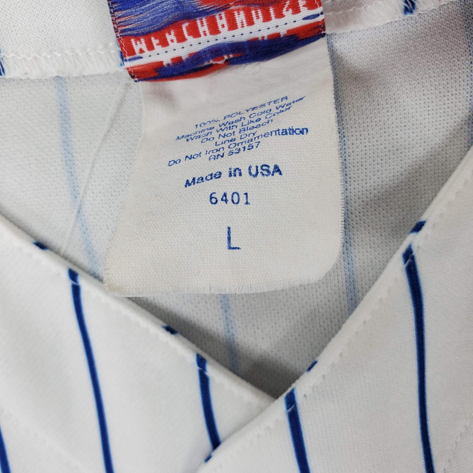 Majestic New York Mets Baseball Jersey Kids L White Pinstripe MLB Button Up USA