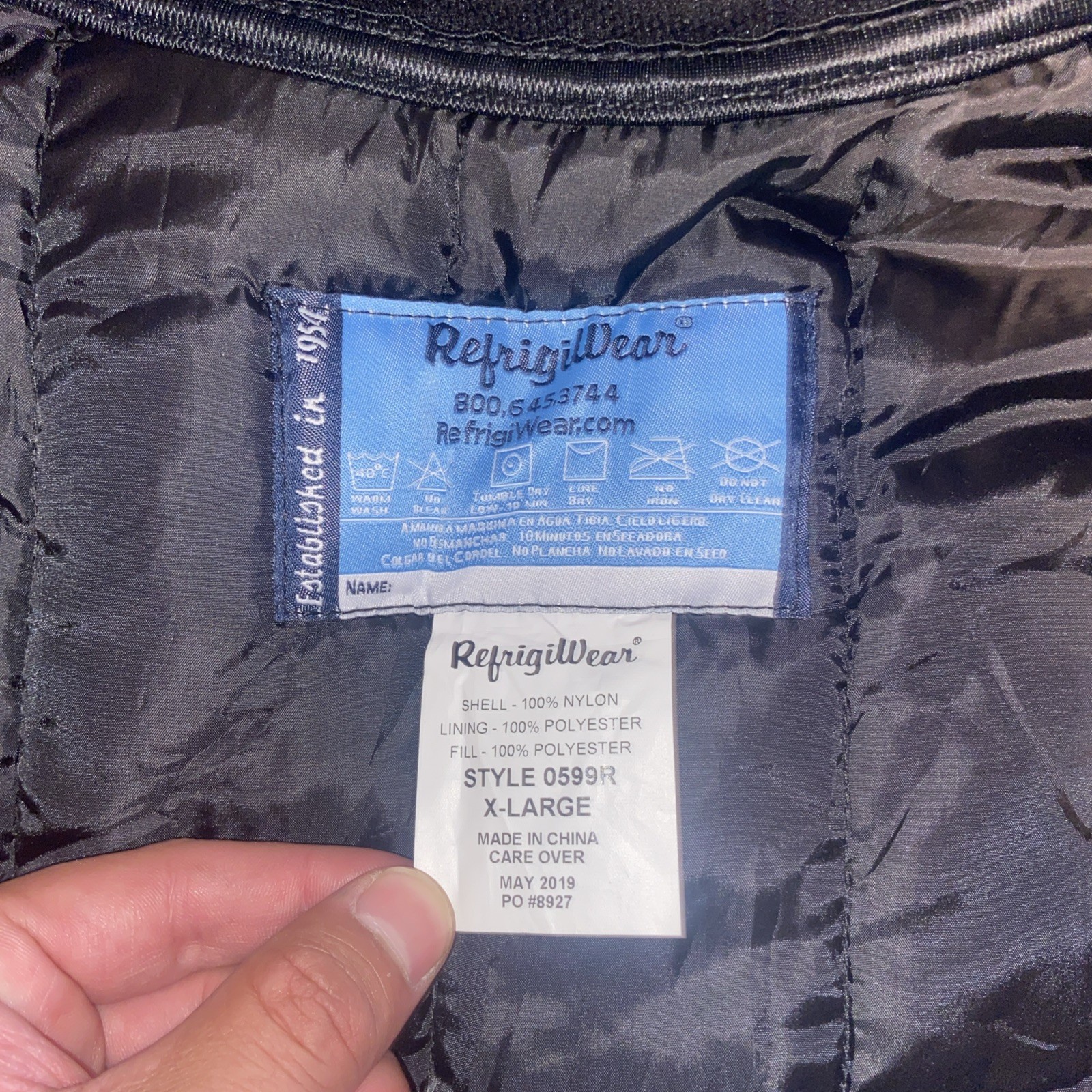 New RefrigiWear 0599R Quilted Puffer Vest Men XL Blue Insulated Workwear Utility
