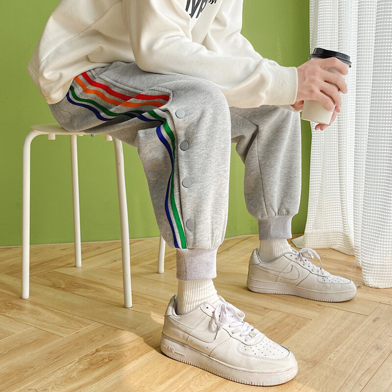 Man Casual Joggers Cargo Pants Sweatpants Trousers Streetwear Color Embroidery