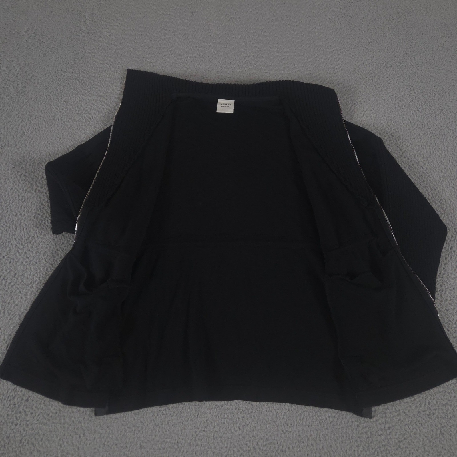 Varley Jacket Womens Medium Black Palen Longline Zip Through DoubleSoft Sweat
