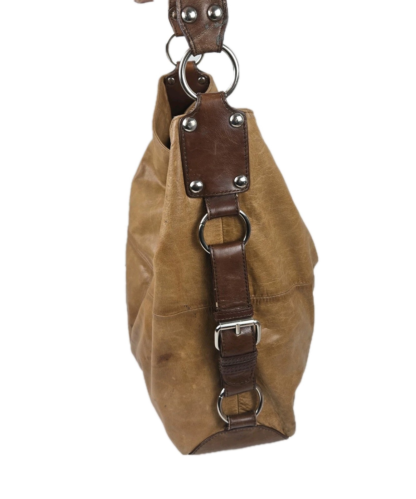 TANO Original Boogie Bucket Bag Camel Brown w Dark Brown Leather Straps READ