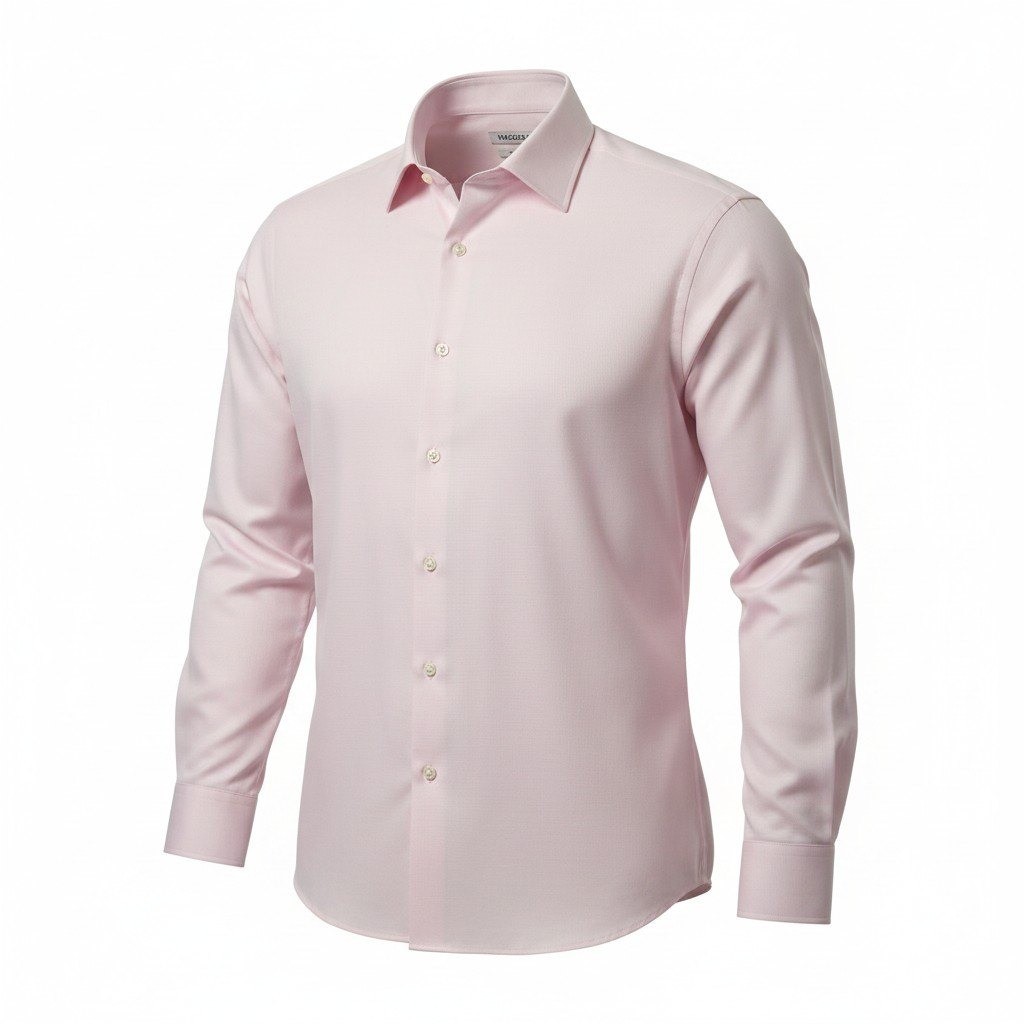 Haggar Button Up Shirt Mens 18-18.5 34/35 Pink Excellent Slim Fit Long Sleeve