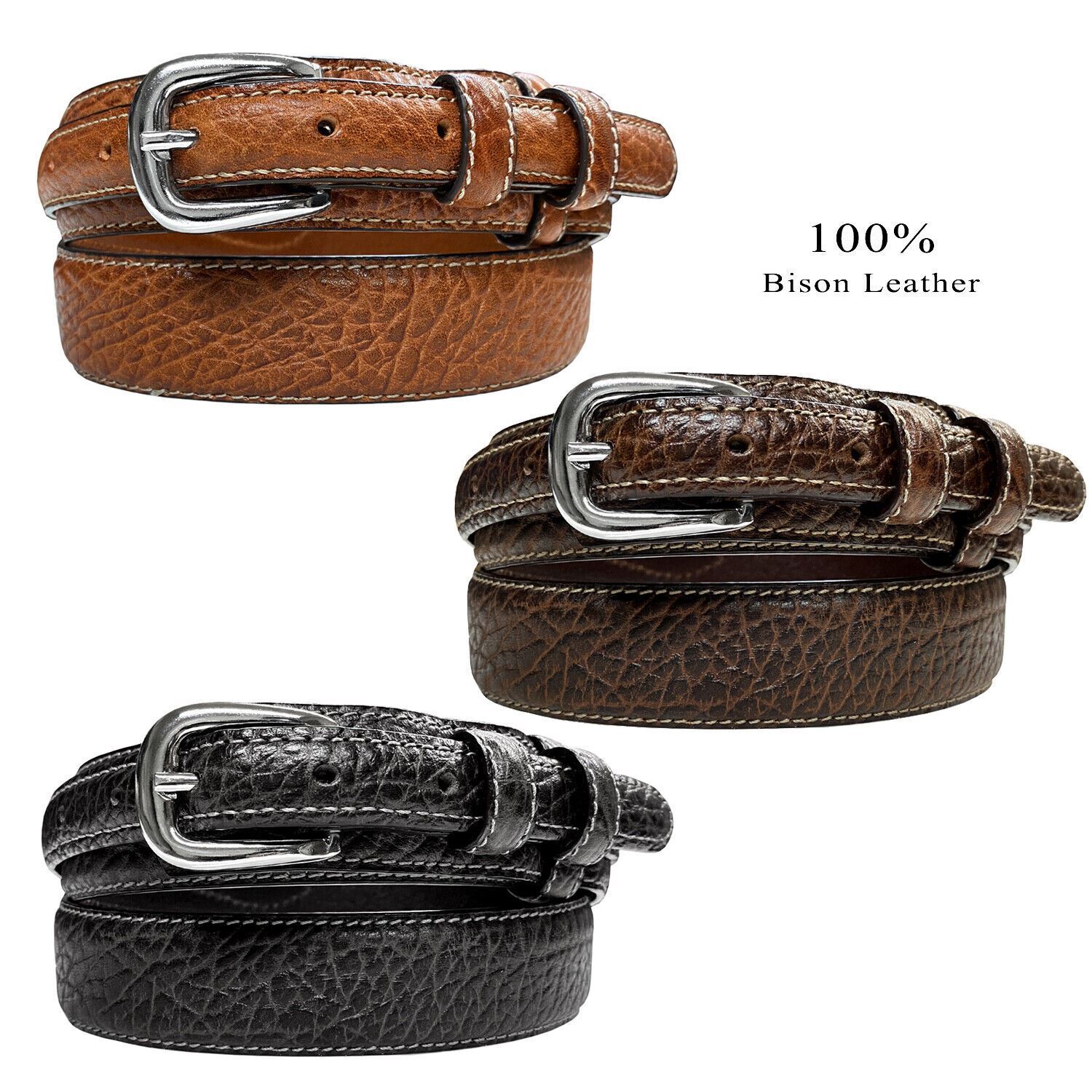 Western Ranger Belt Genuine Leather Ranger Bison Belt 1-3/8″(35mm) Wide