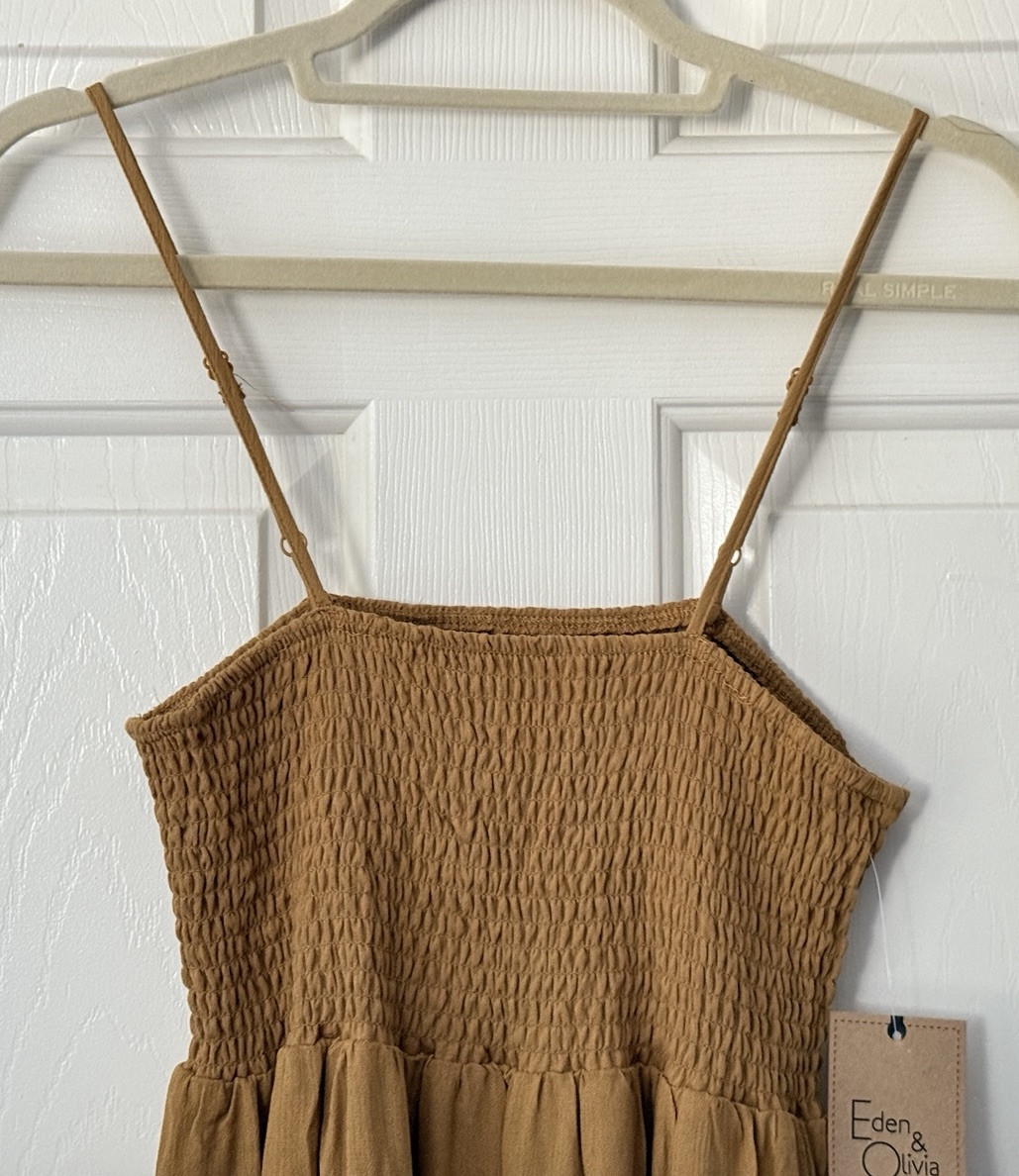 eden & olivia women’s size S brown spaghetti staps sleeveless maxi dress