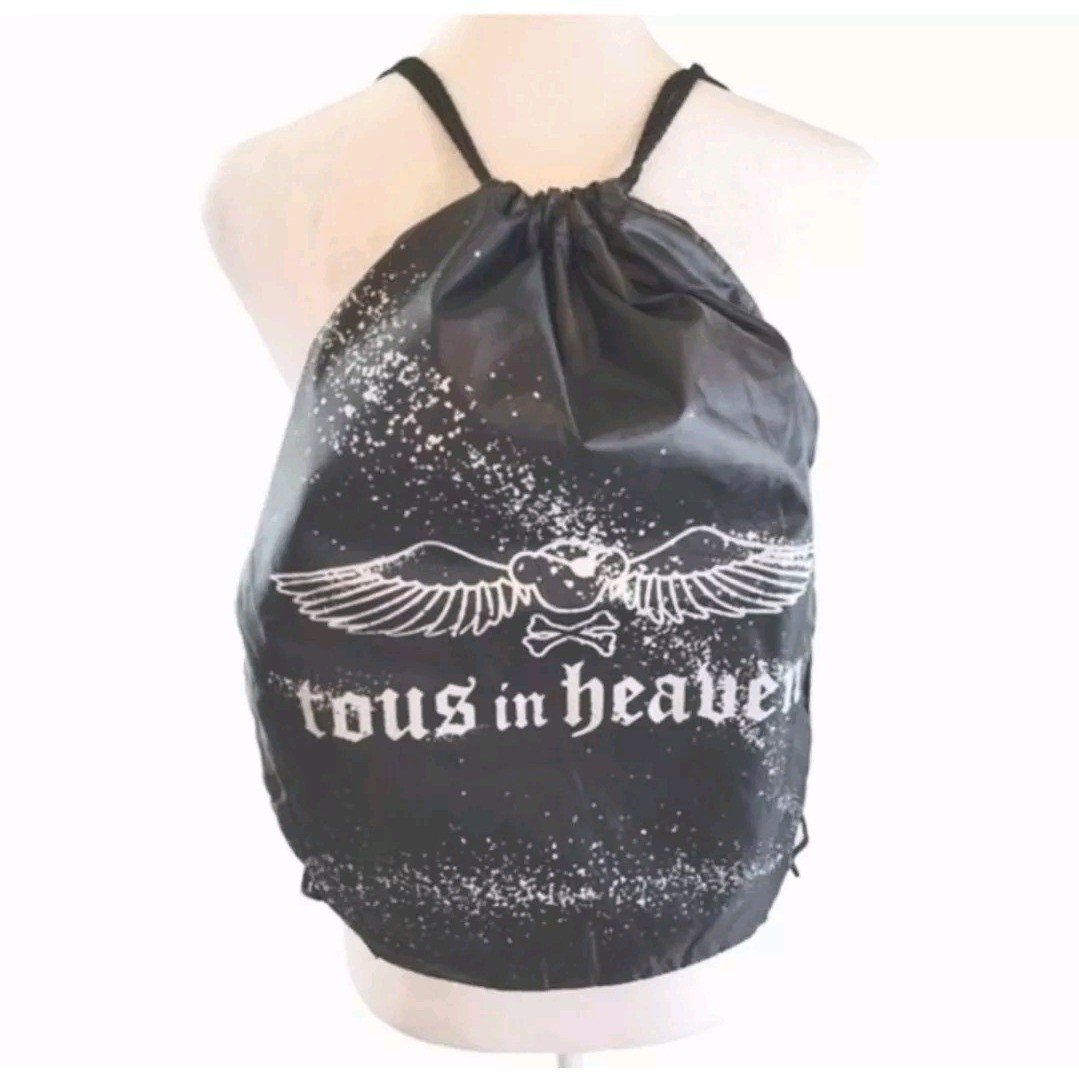 Tous in Heaven Drawstring Rave Backpack 17 In X 13.5 Dark Angel Bear