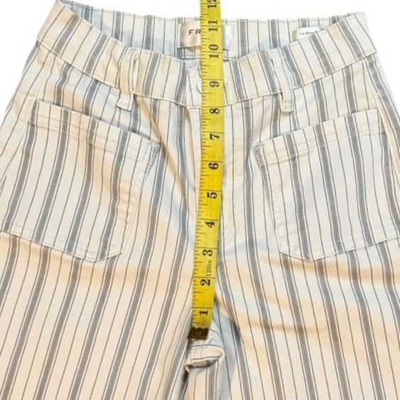 FRAME Womens Le Slim Palazzo Jeans 25 Ivory Sage Stripe Stretch Wide Leg