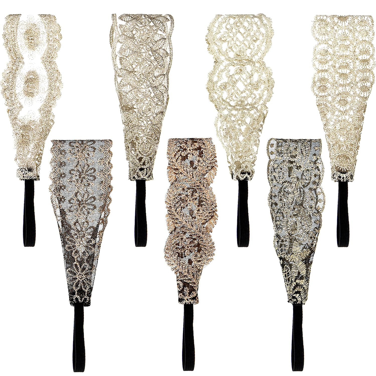 Gejoy 7 Pieces Lace Headbands Women Girls 7 Count (Pack of 1), Multicolor