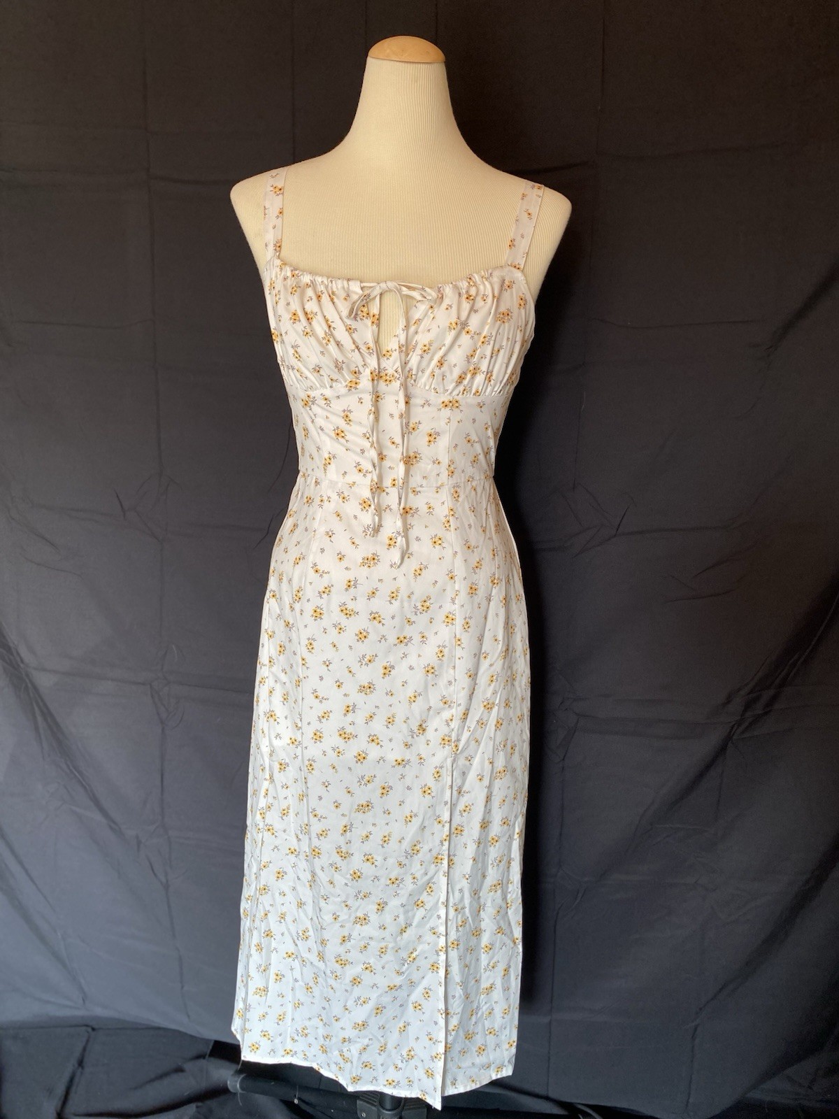 Boutique Yellow Ditsy Floral Bustier Corset Midi Dress