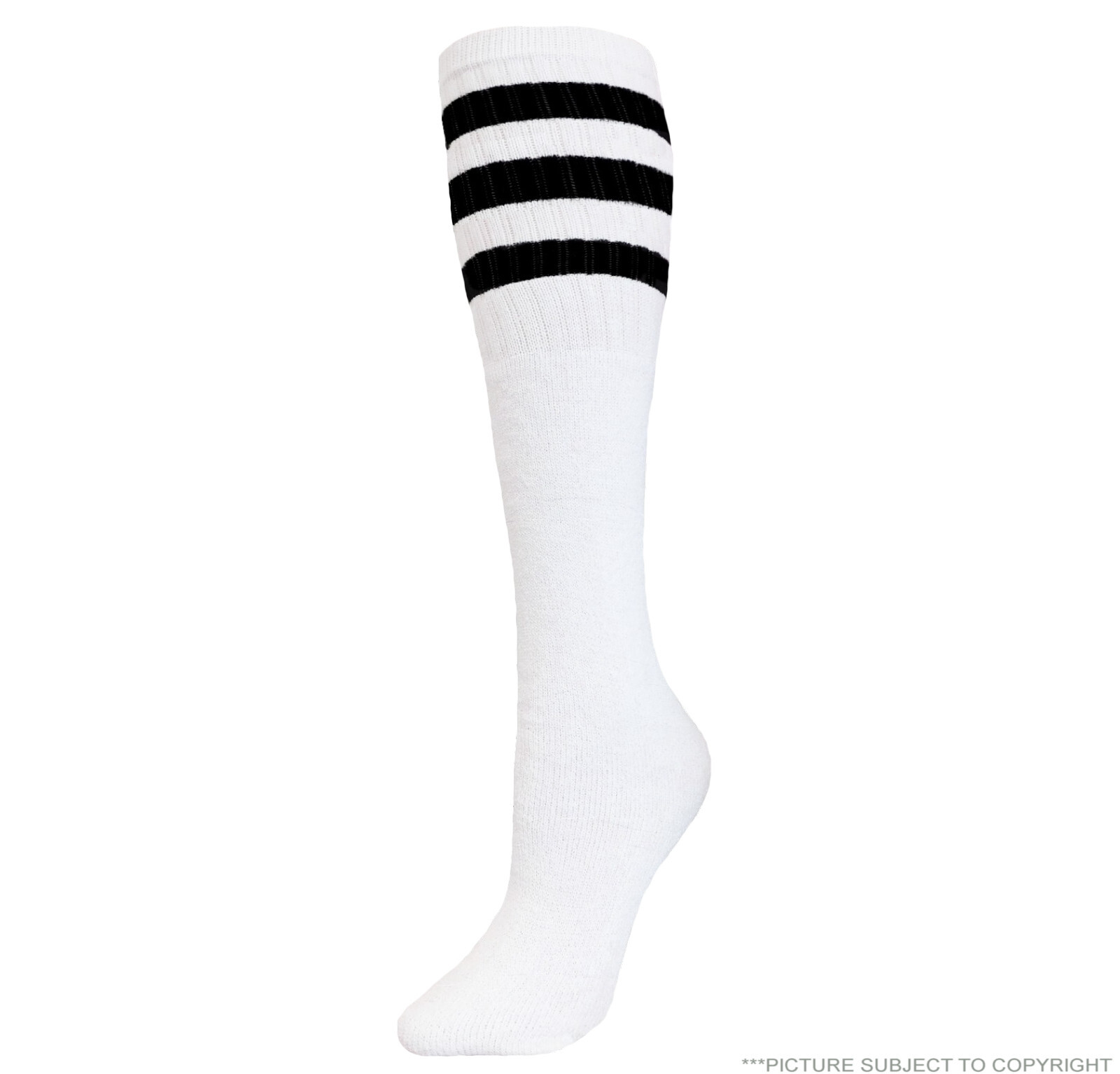 4 PAIRS TUBE SOCKS OLD SCHOOL COTTON BLACK STRIPE 22 INCHES SPORTS SOCKS