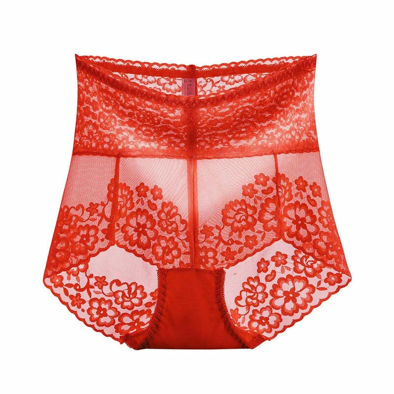 3Pcs Women High Waist Knickers Briefs Lace Sexy Seamless Underwear Panties Large