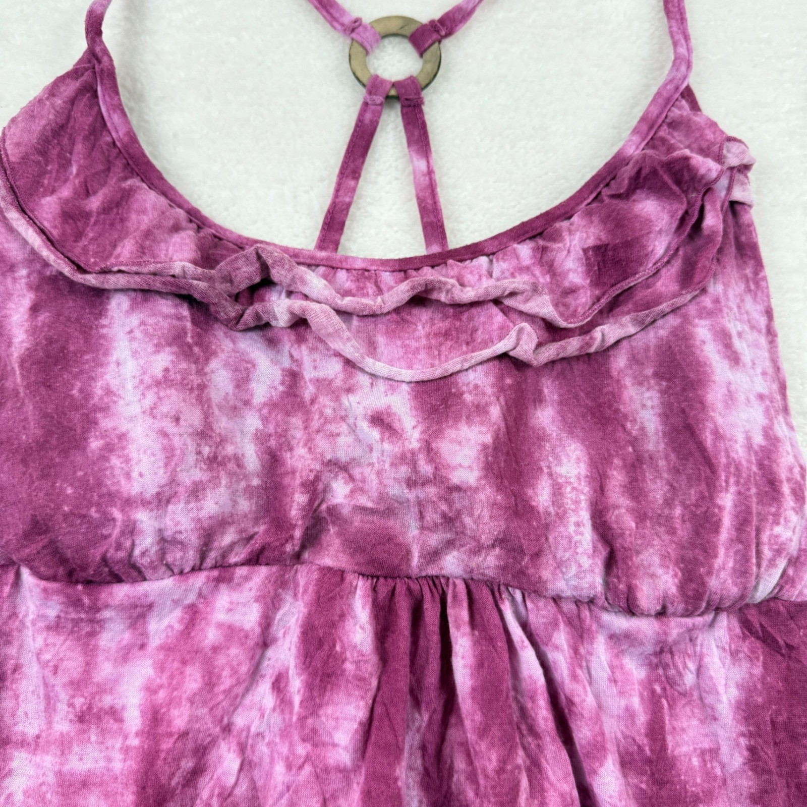 Y2K Self Esteem Tie Dye Babydoll Cami Top Womens XL Purple Boho Fairy