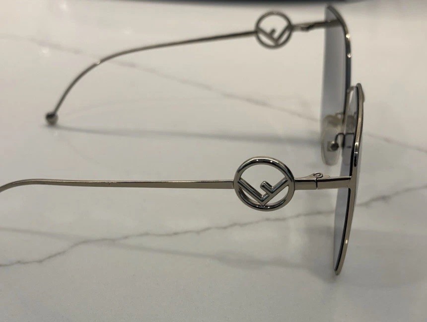 New! Womens FENDI FF 59MM Gradient Silver Logo Sunglasses- With Case$325