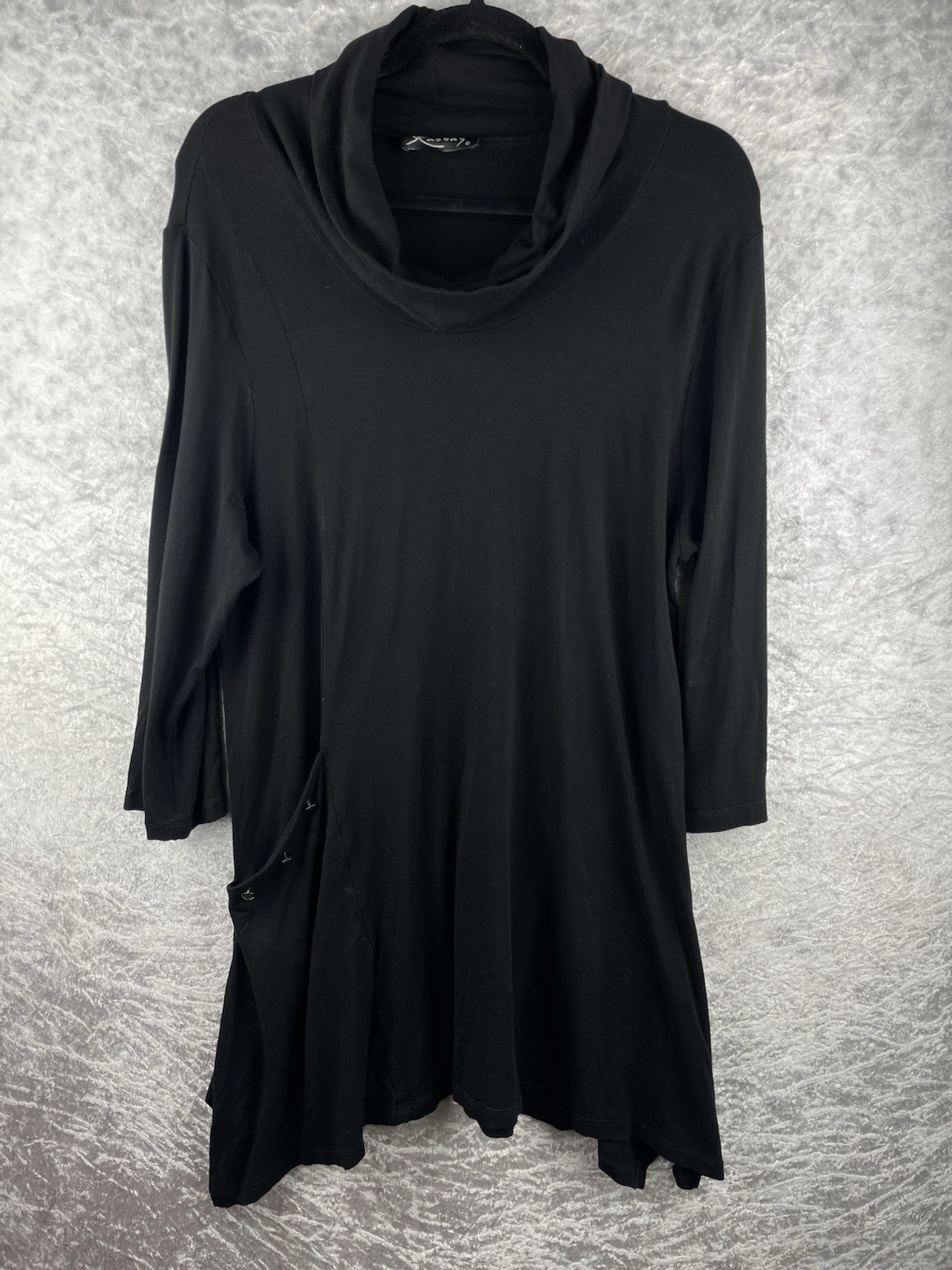 Womens Kasbah Size 16-18 Black Jersey Soft Tunic Top 3/4 Sleeves Diamonte Button