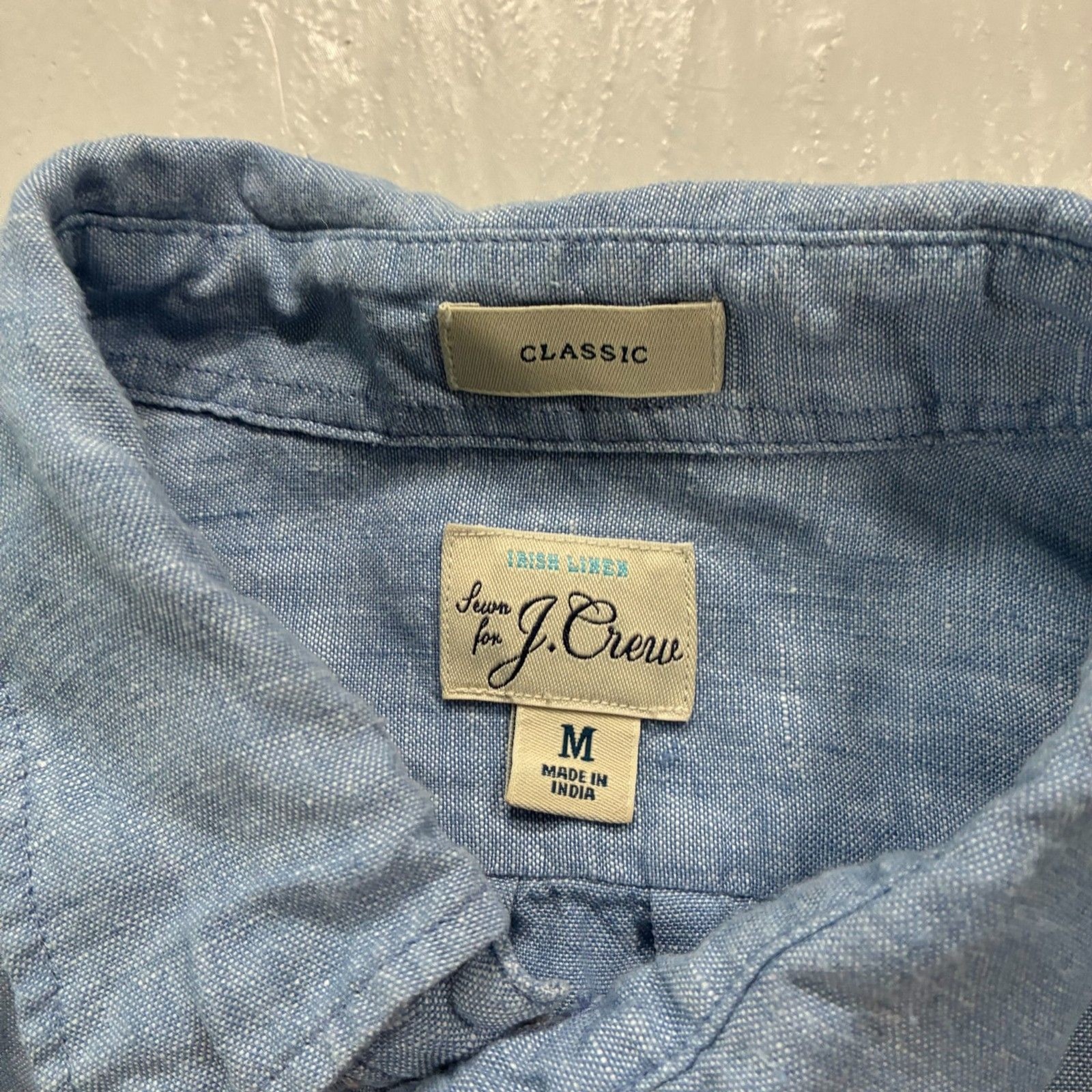 J Crew Baird Mcnutt Linen button Up Blue Men’s Medium Classic – FLAWED