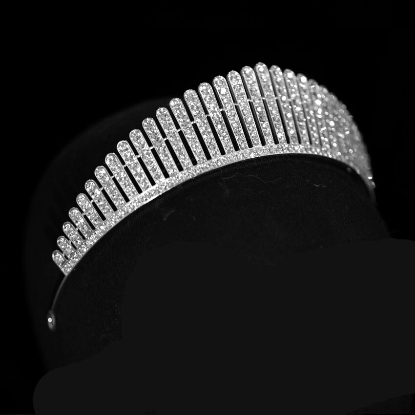 4cm Tall Classical Crystal Wedding Bridesmaid Prom Tiara Crown For Women