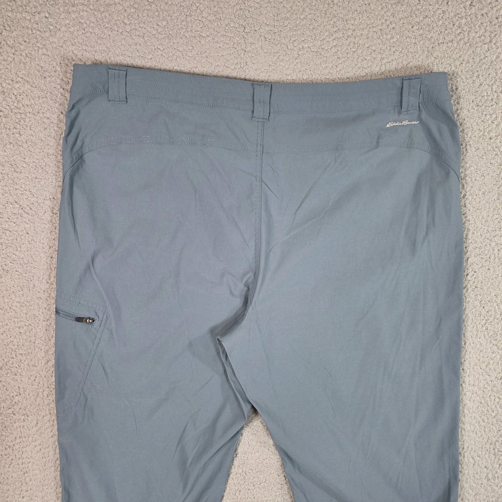 Eddie Bauer Tech Capri Cargo Pants Womens 16 Blue Nylon Stretch Hiking UPF 50+