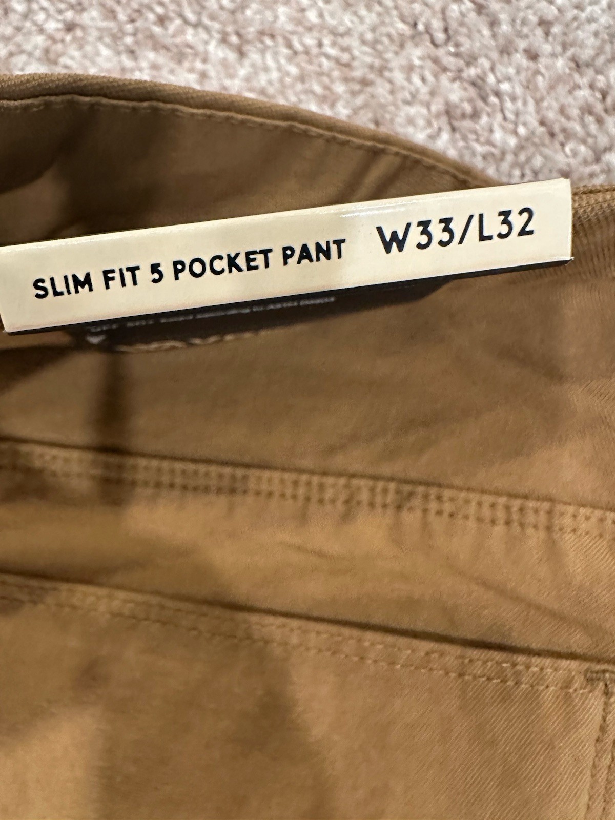 VRST Limitless Canvas 5 Pocket Pants 33×32 Slim Fit Stretch Tan Beige Khaki New