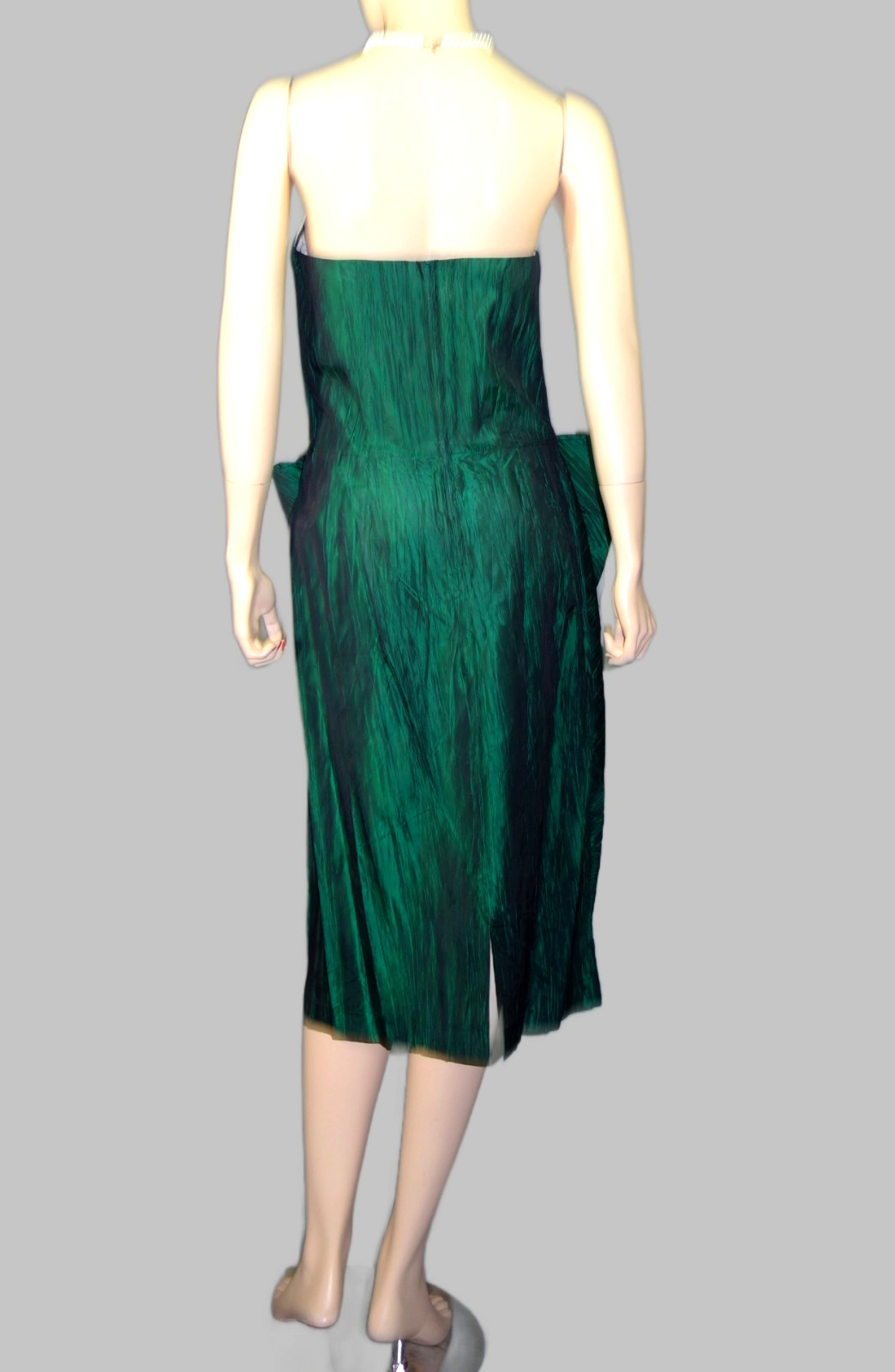 Vintage~LIZZY & JOHNNY~Textured Taffeta Sheath 14 Party Dress Huge Bow Tie Waist