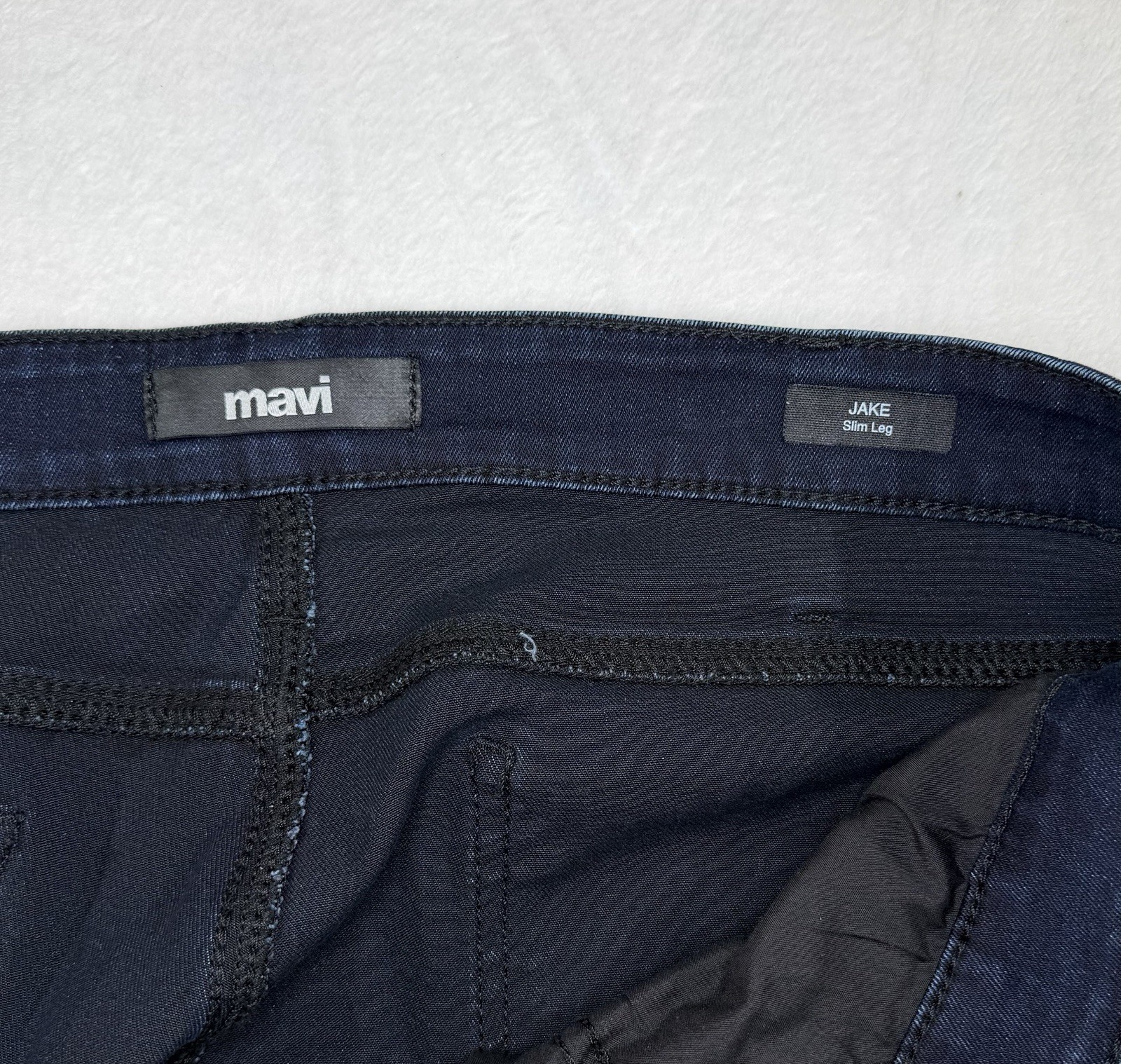 Mavi Jake Men’s Dark Wash Slim Leg Straight Stretch Denim Blue Jeans, 38×30