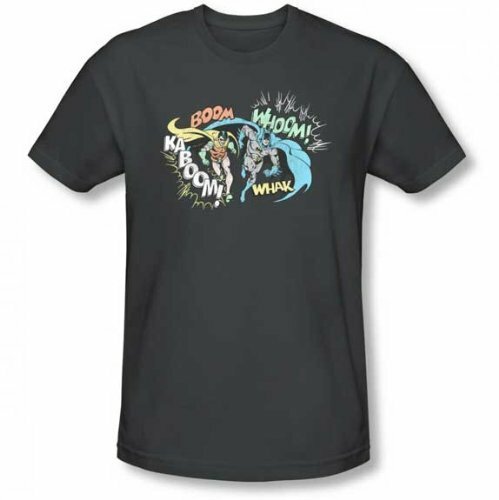 Adult Charcoal Black DC Comics Heroes Batman and Robin Action Duo T-shirt Tee