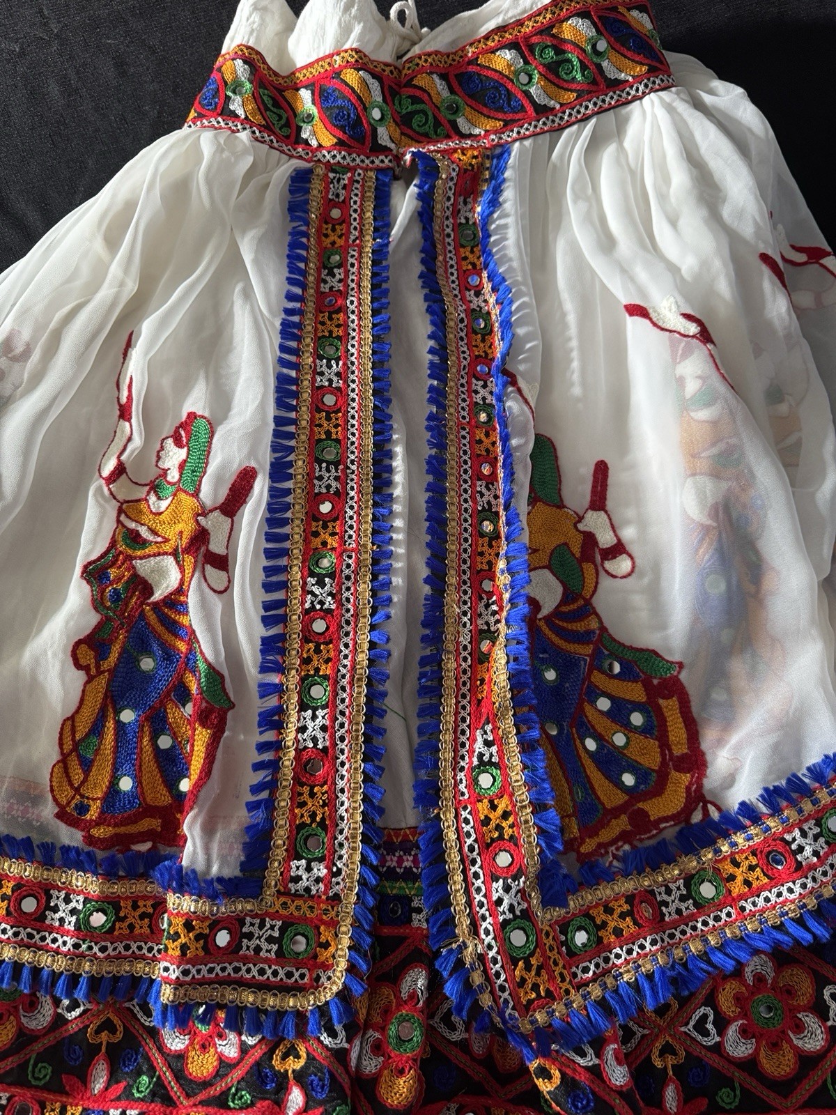 Embroidered Skirt White With Multi Colored Embroidery Mirror Navratil Celebrates
