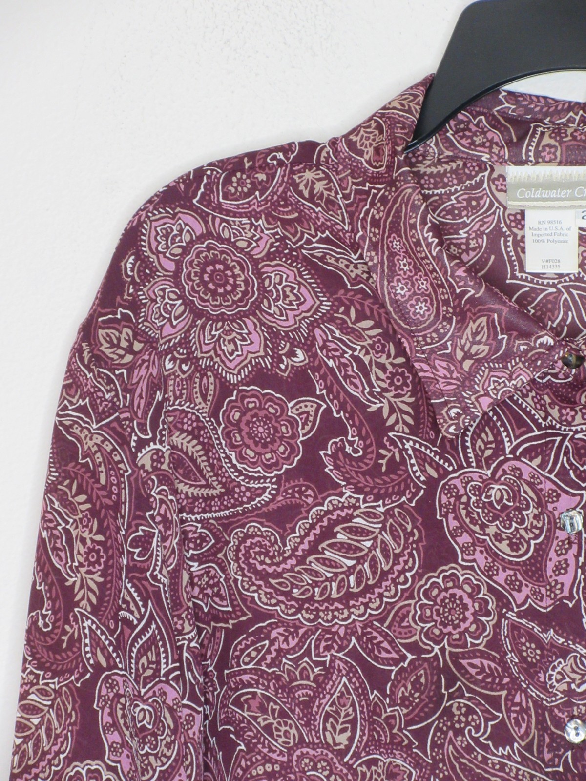 Cold Water Creek Womens Plus Size Purple Paisley Print Sheer Shirt Dress 2X B 53