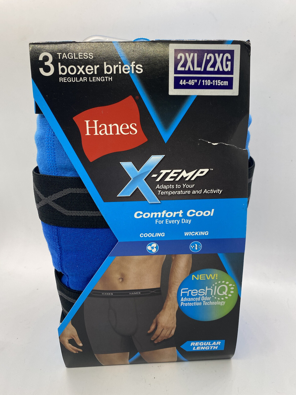 Hanes Mens Performance X-Temp Fresh IQ Odor Control Boxer Brief 3 Pack 2XL