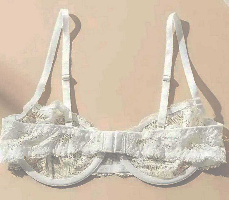 BEYOND SEXY!!! WHITE SHEER LACE UNLINED STRETCH CUPS UNDERWIRE BRA 38C NWT
