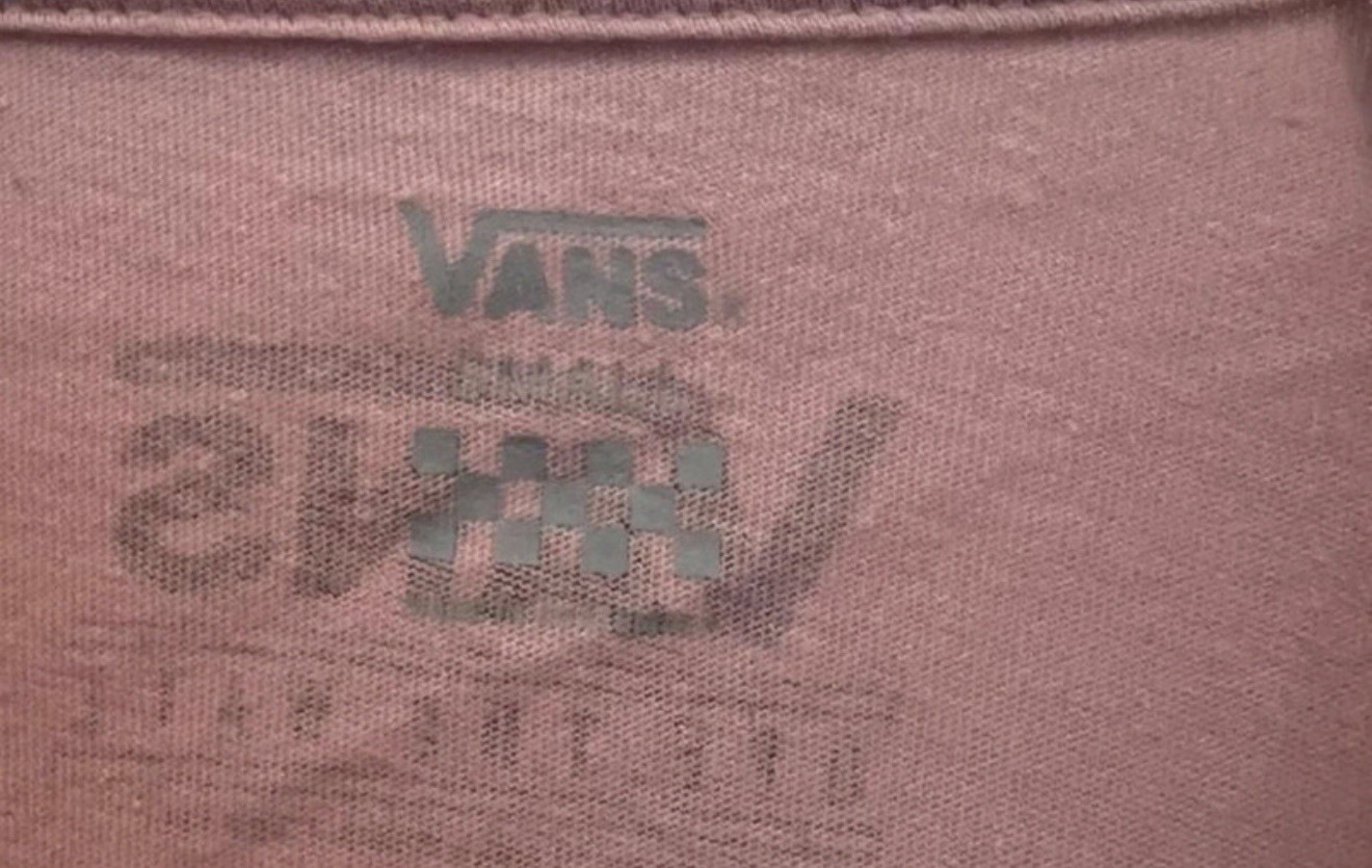 VANS Pink Cropped Long Sleeve Crew Neck Logo Graphic Print T-Shirt S