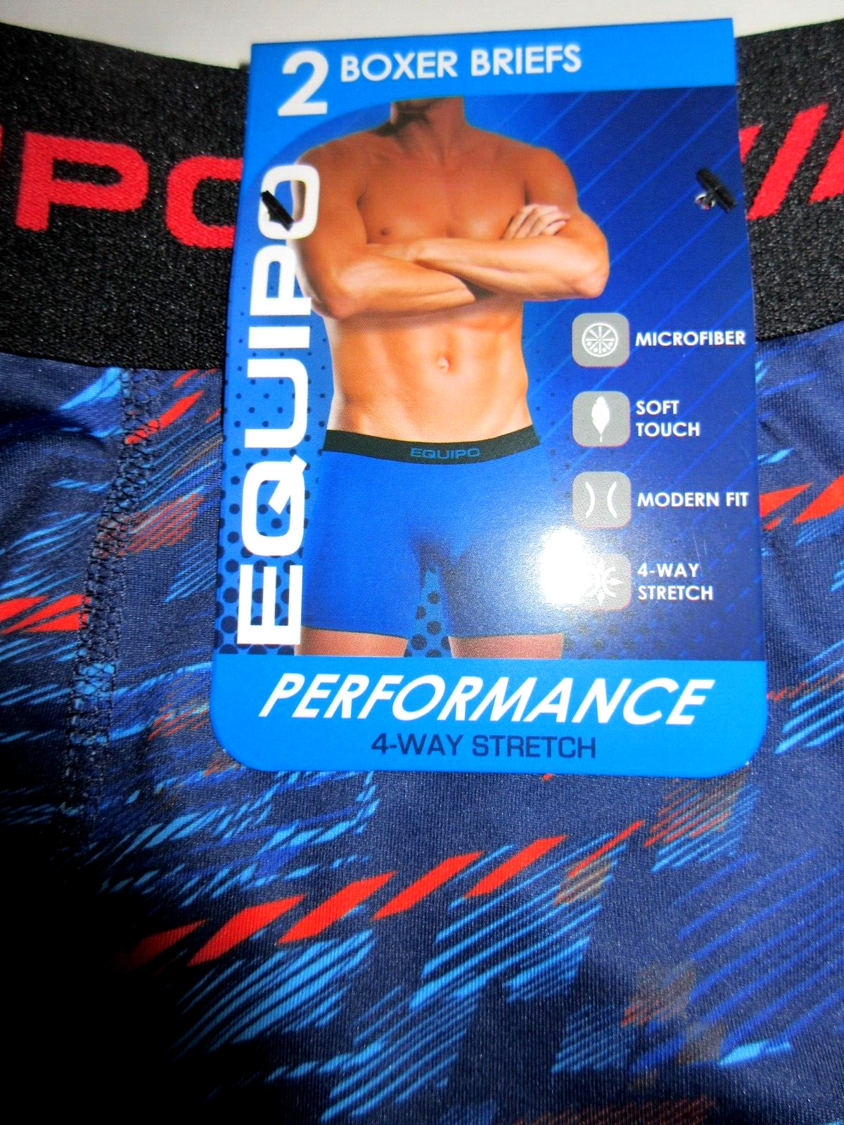 2 Pack Equipo BOXER BRIEF Underwear Performanc Microfiber Stretch Blue mens ~ S
