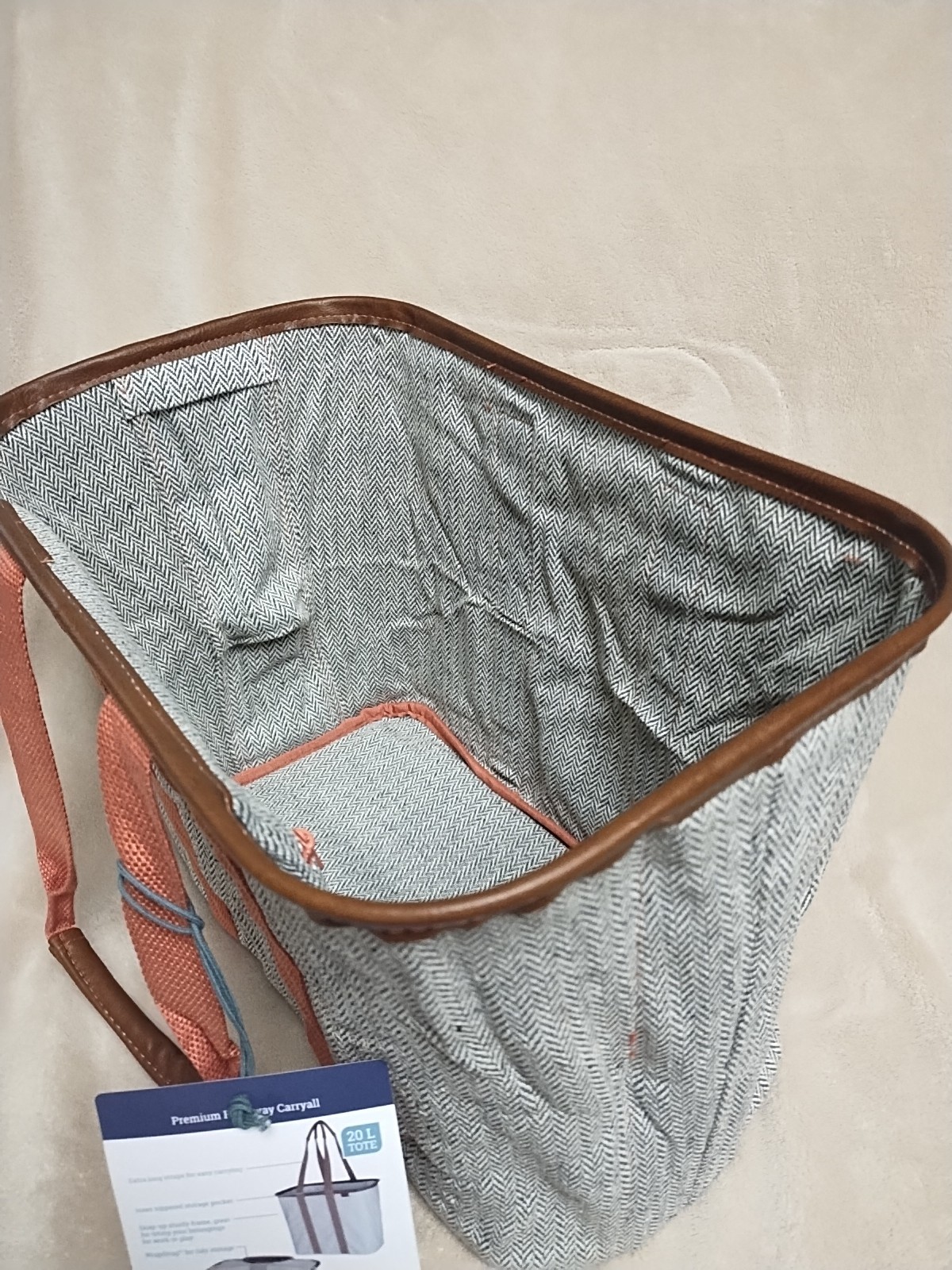 NEW Clevermade Collapsible LUXE Tote, Rose Herringbone – 20L