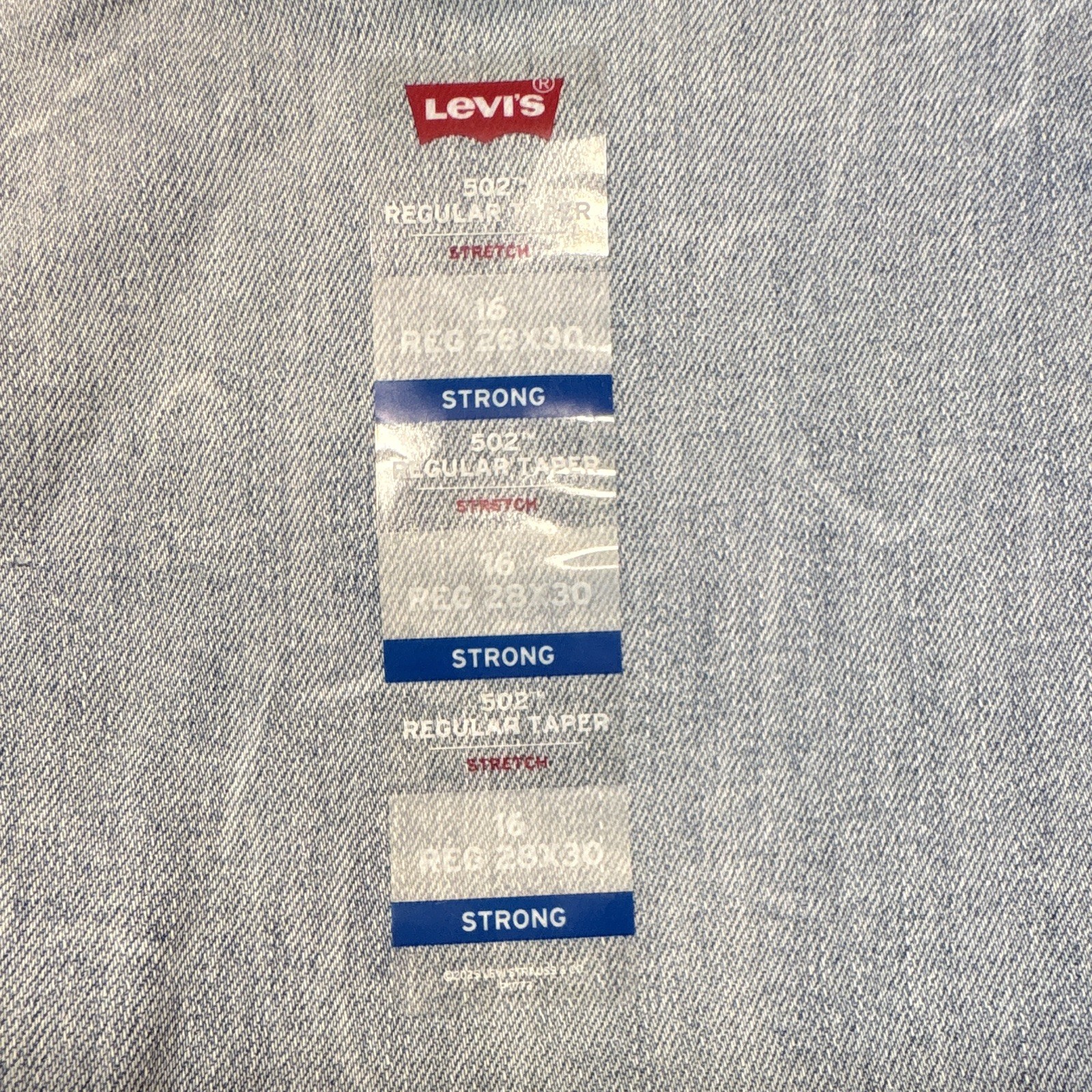 Levi’s Boys 502 Regular Taper Stretch Jeans Light Blue 16 28×30 Adj Waist