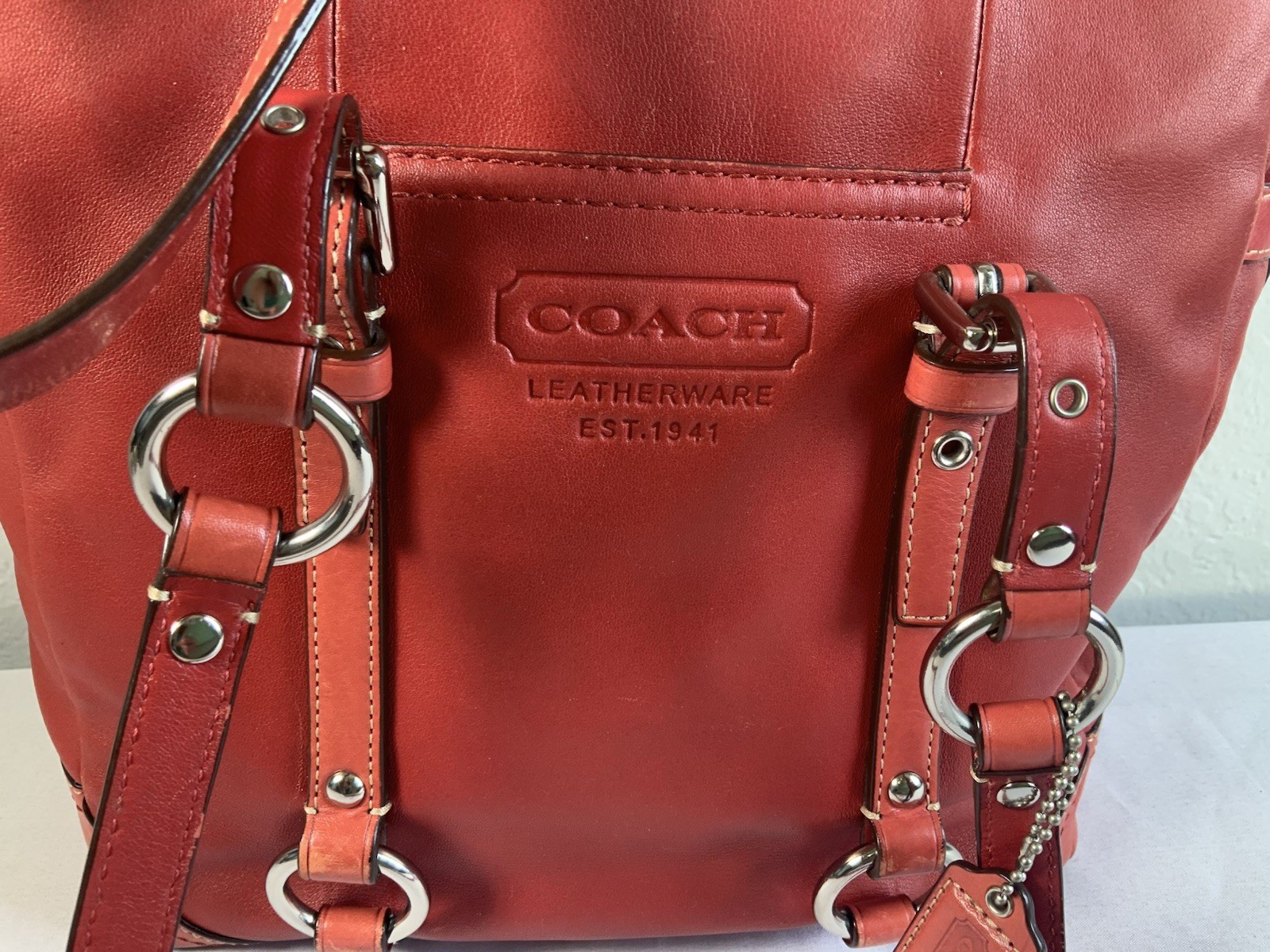 Coach Vintage 2008 Gallery Tote Bag Red Leather Shoulder Purse F11524 Y2K
