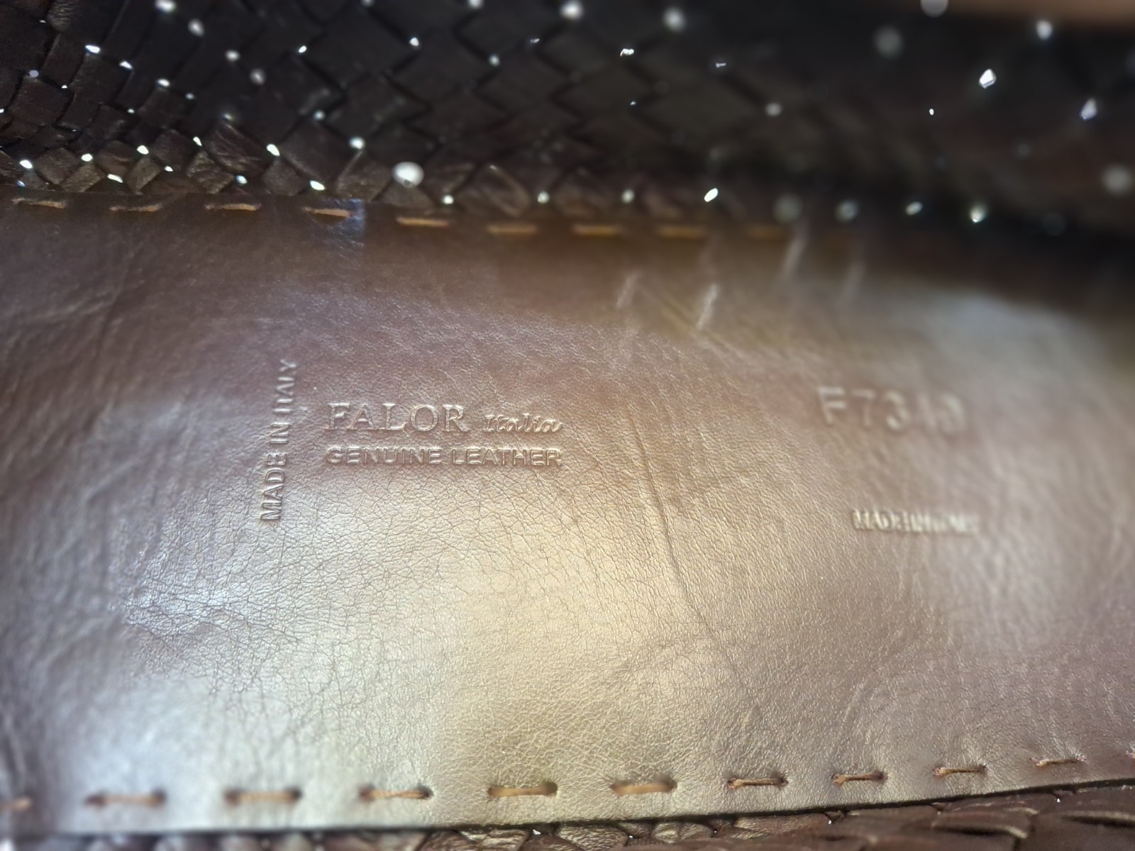 FALOR Large Firenze Hand Woven Dark Brown Tote Bag F7348 Made in Italy