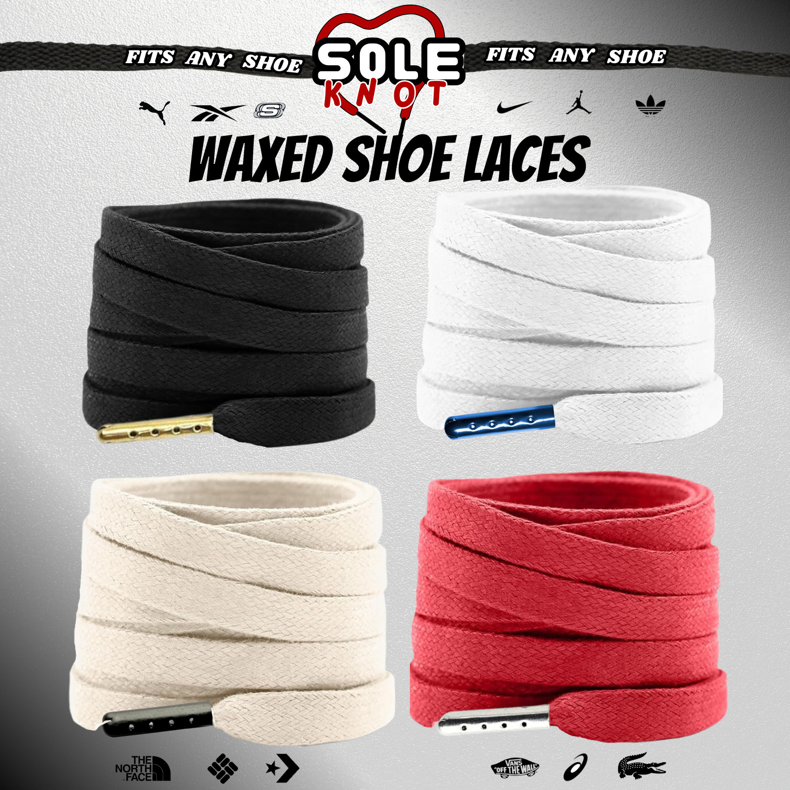 Premium Wax Flat Shoe laces for Air Jordan/Asics/Ultra Boost with Colored Tips