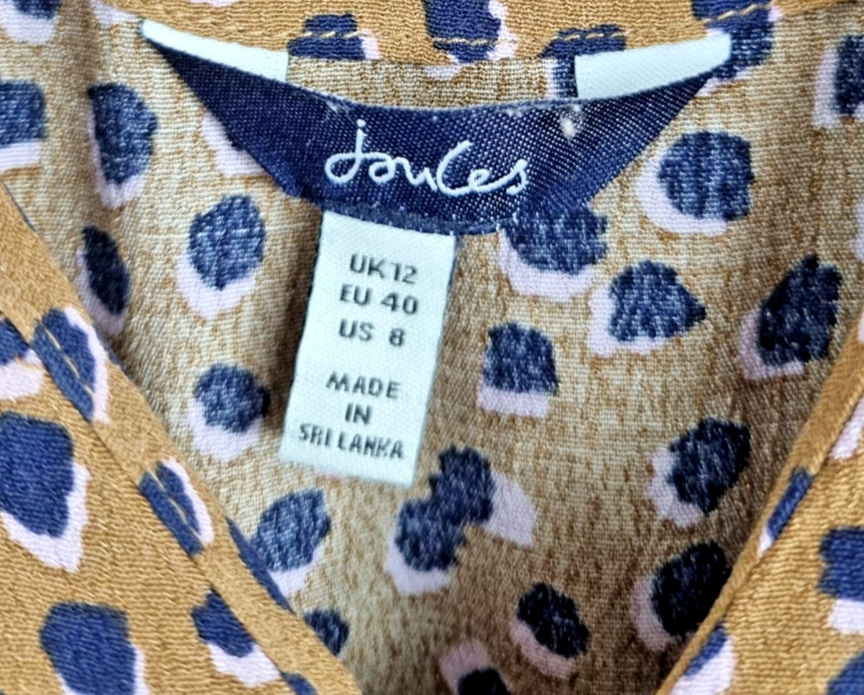 Joules Chloe Fixed Wrap Dress Mocha Leopard Print Midi Length V Neck Uk 12