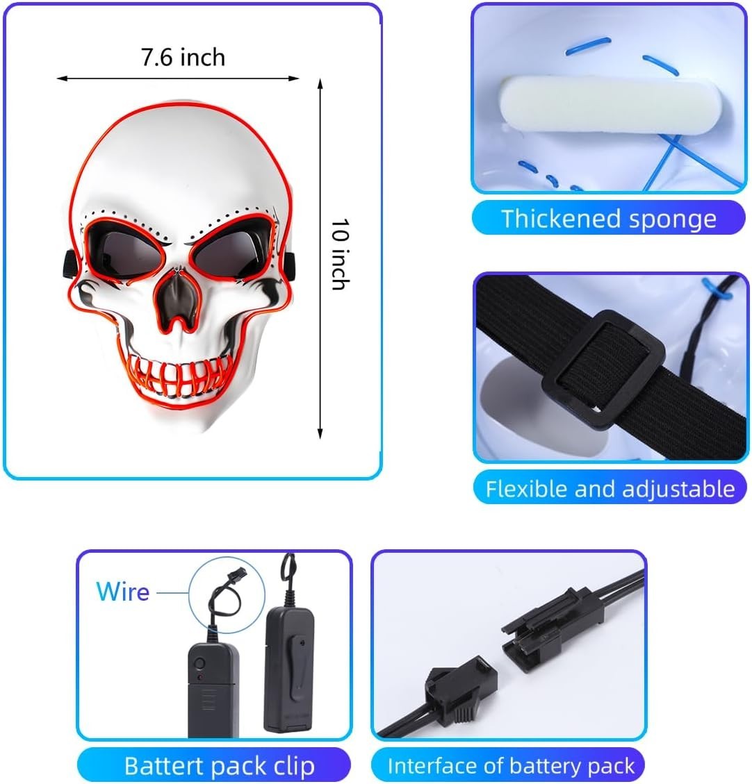 Halloween Scary LED Mask for Parties