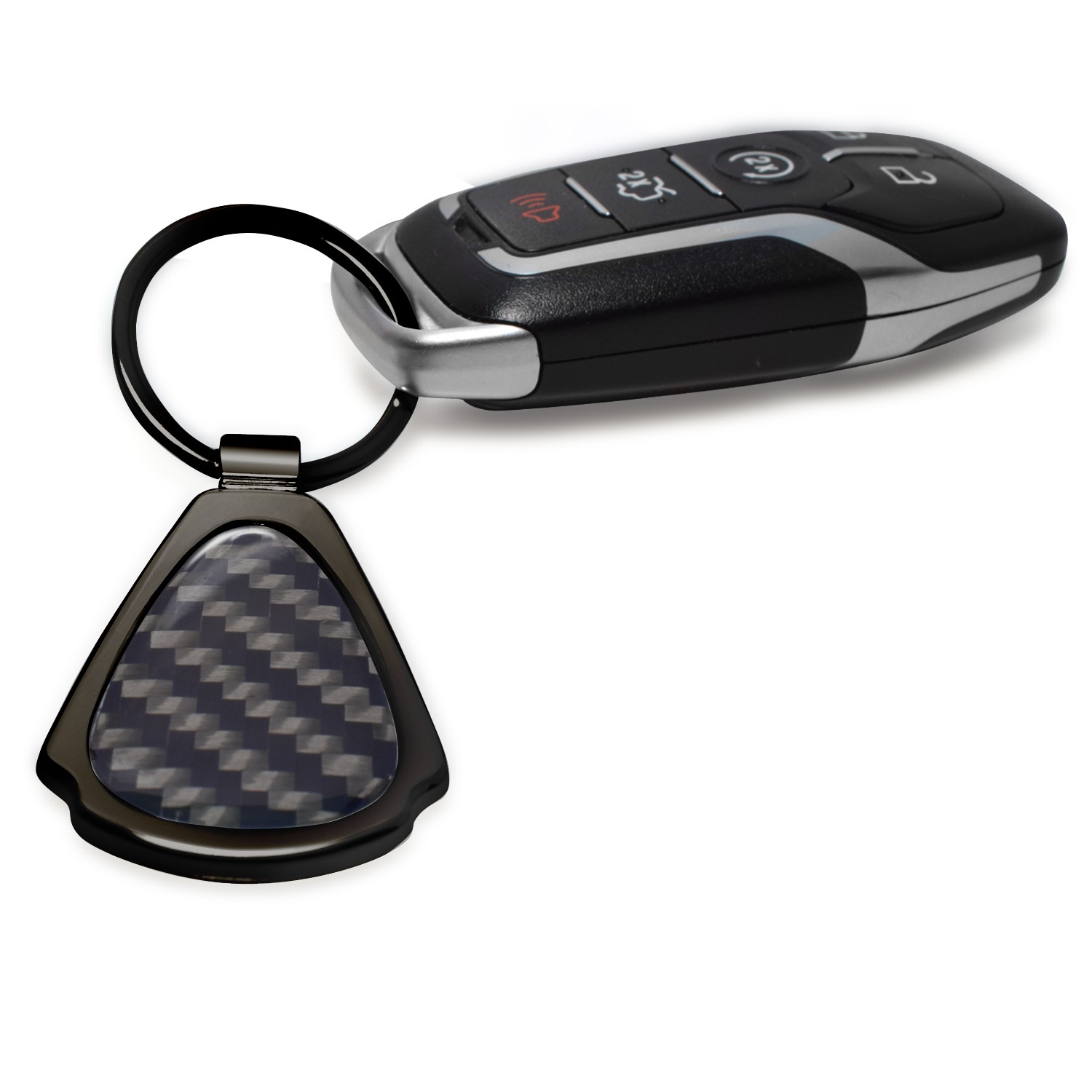 United Kingdom UK Flag Real Black Carbon Fiber Gunmetal Gray Teardrop Key Chain