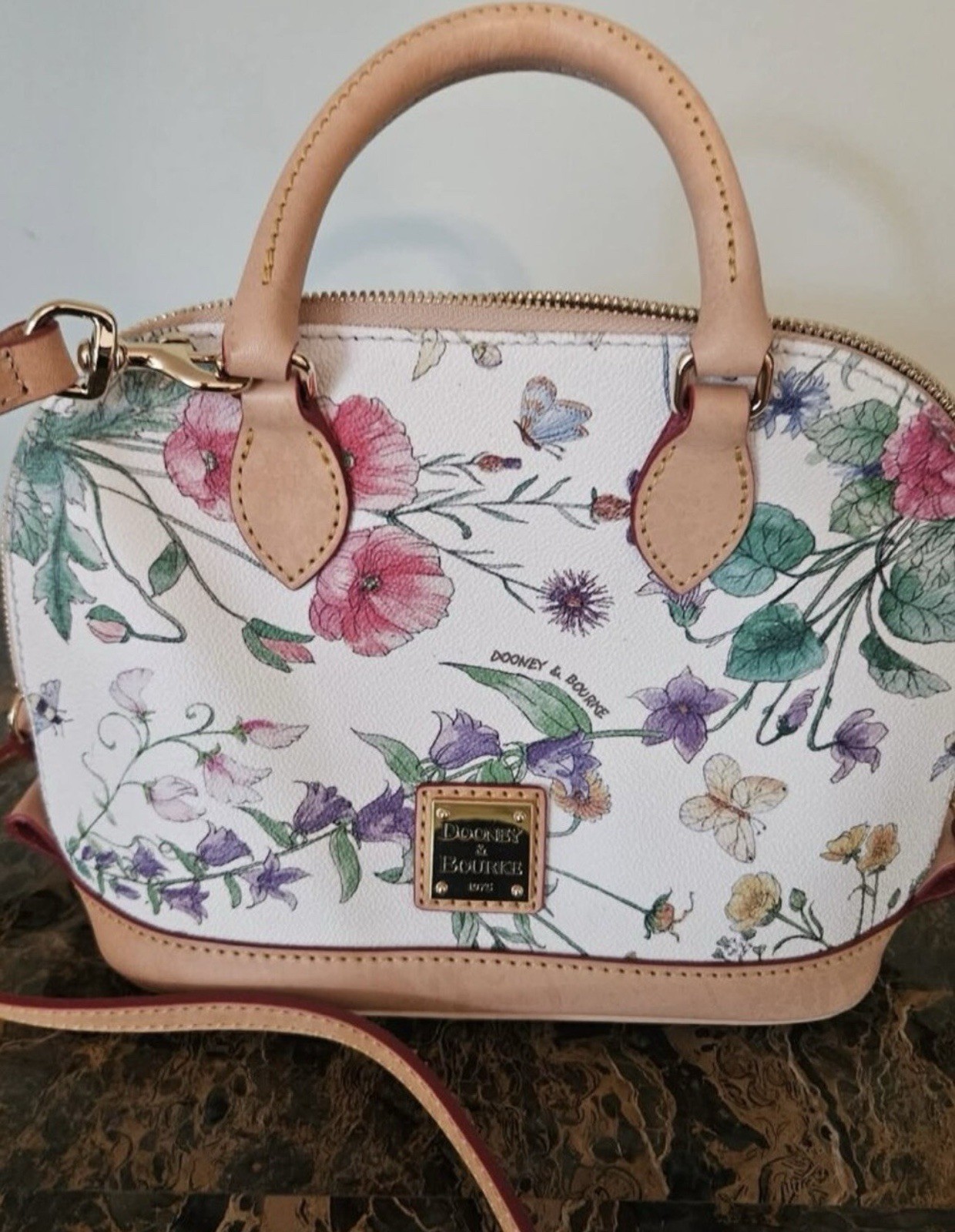 Dooney & Bourke Botanical Small Domed Zip Satchel Top Handle Crossbody Bag