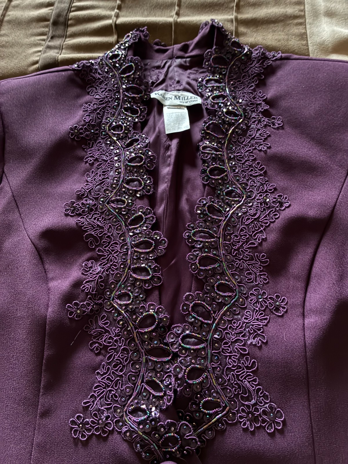 Karen Miller Purple Jacket Embellished Size 14 Long Sleeve