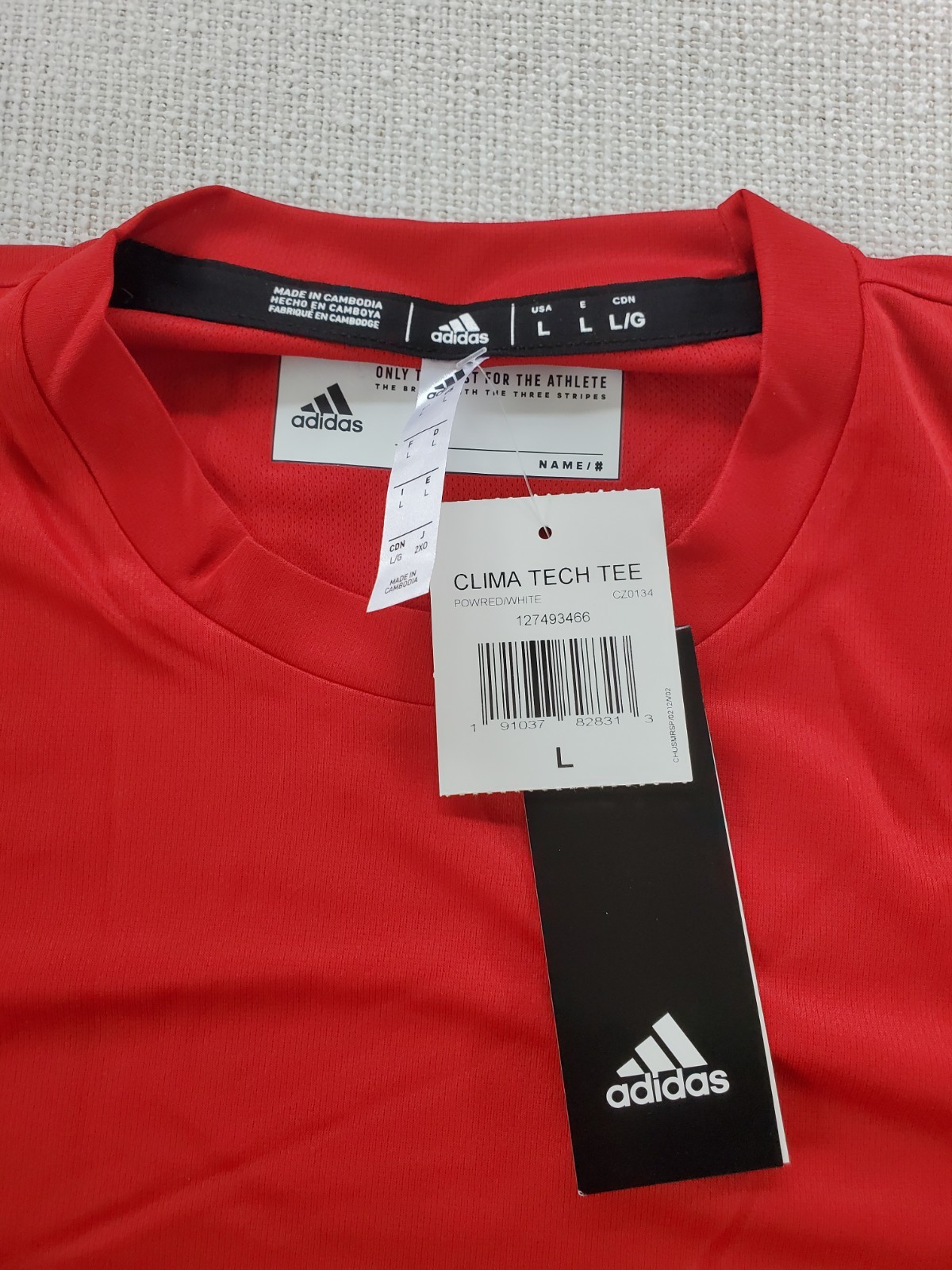 Adidas Clima Tech Tee Men’s Large Red Athletic Shirt NWT Training