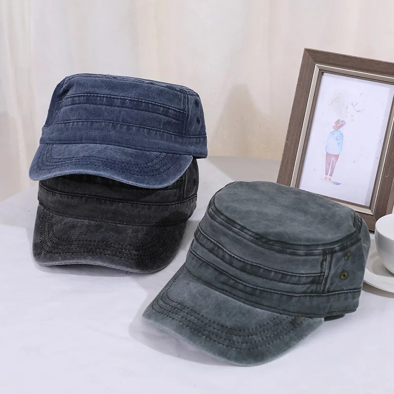 Unisex Flat Top Military Cap Adjustable Outdoor Travel Golf Sun Hat Patrol Cap